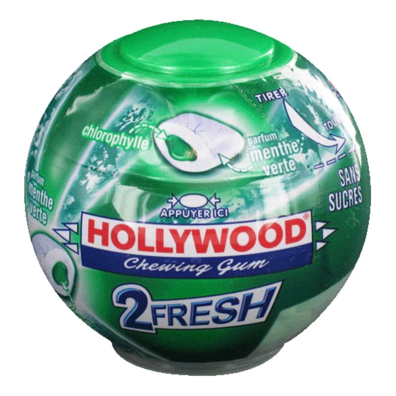 Chewing-gums 2 Fresh Sans Sucres Chlorophylle Menthe; 88g - HOLLYWOOD