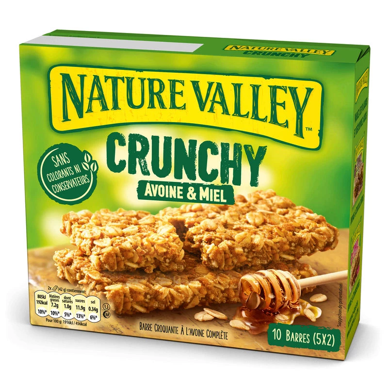 Barres de Céréales Crunchy avoine et miel 210g -  NATURE VALLEY