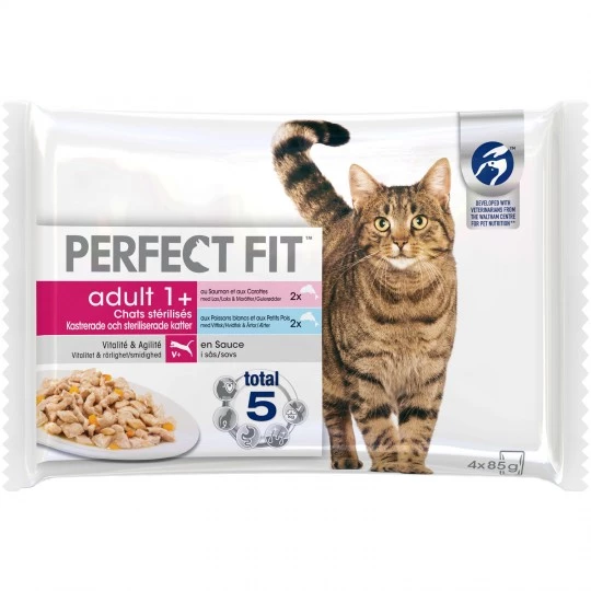 Comida para gatos con pescado 4x85g - PERFECT FIT