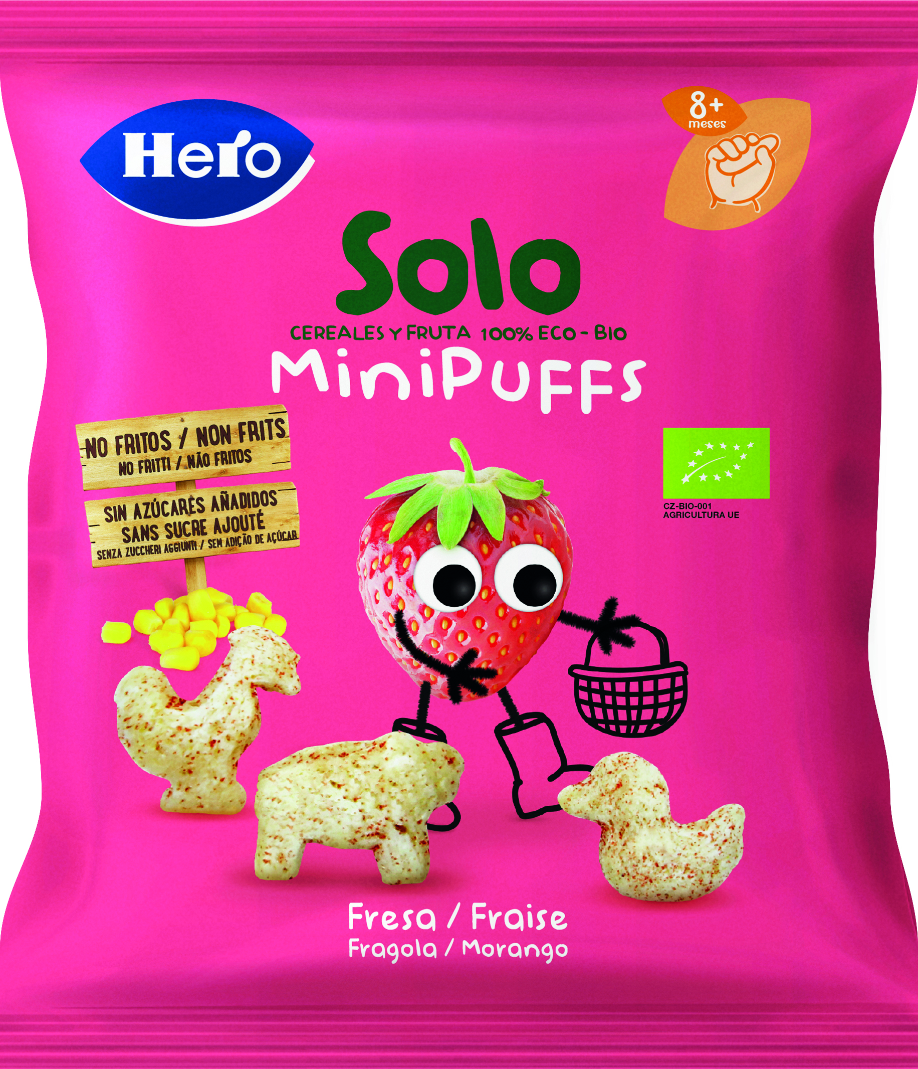 Snack Mini Bladerdeeg Fraise Bio 5x18g HERO