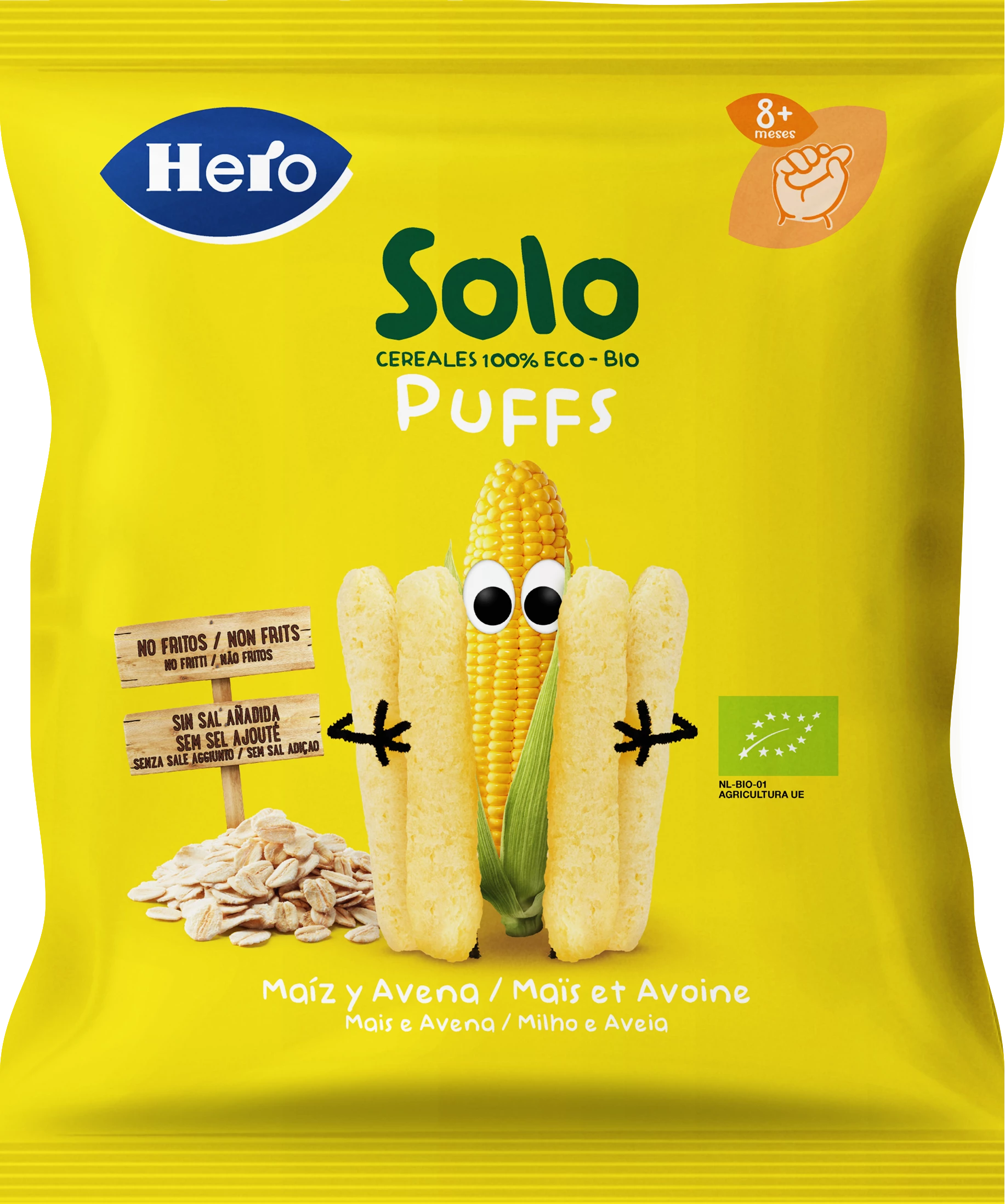 Snack Mini Puff Mais et Flocons d'avoine Bio 5x18g HERO