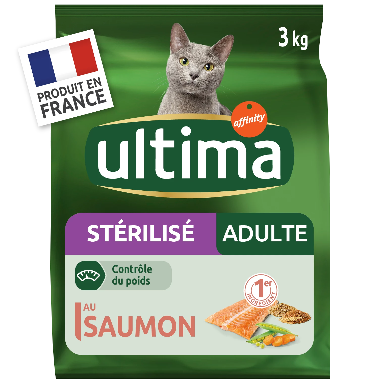 Lachs/Gerste-Katzenfutter für ausgewachsene Katzen, 3 kg - ULTIMA