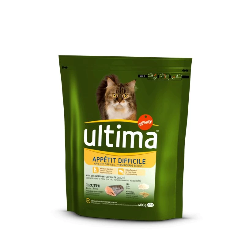 Croquetes de truta para apetites difíceis para gatos 400g - ULTIMA