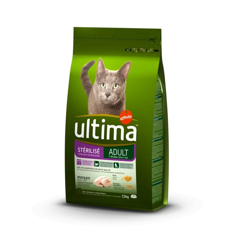 Croquettes pour chat stérilisé au poulet 1.5kg - ULTIMA