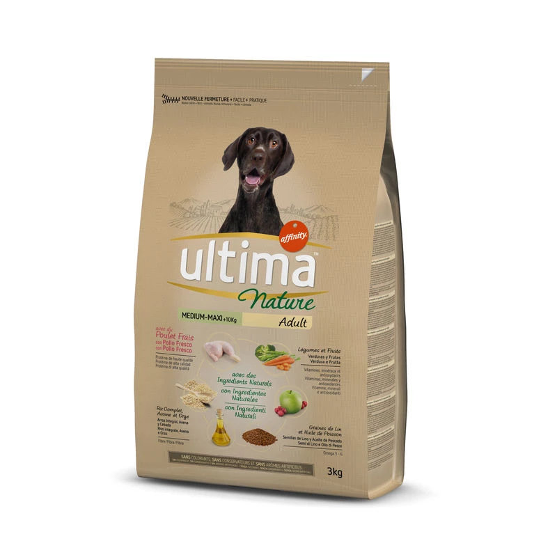 Croquettes for Adult Dogs Medium/maxi With Chicken 3kg - Ultima