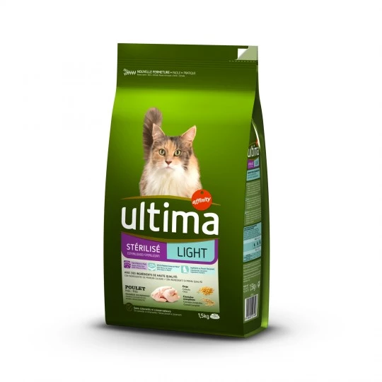 Croquettes pour chat Stérilisé Light poulet  1.5kg - ULTIMA