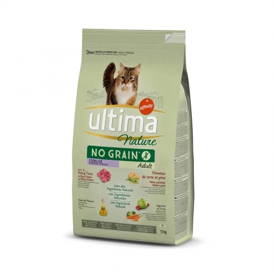 Pienso seco para gatos adultos esterilizados de vacuno 1,1Kg - ULTIMA