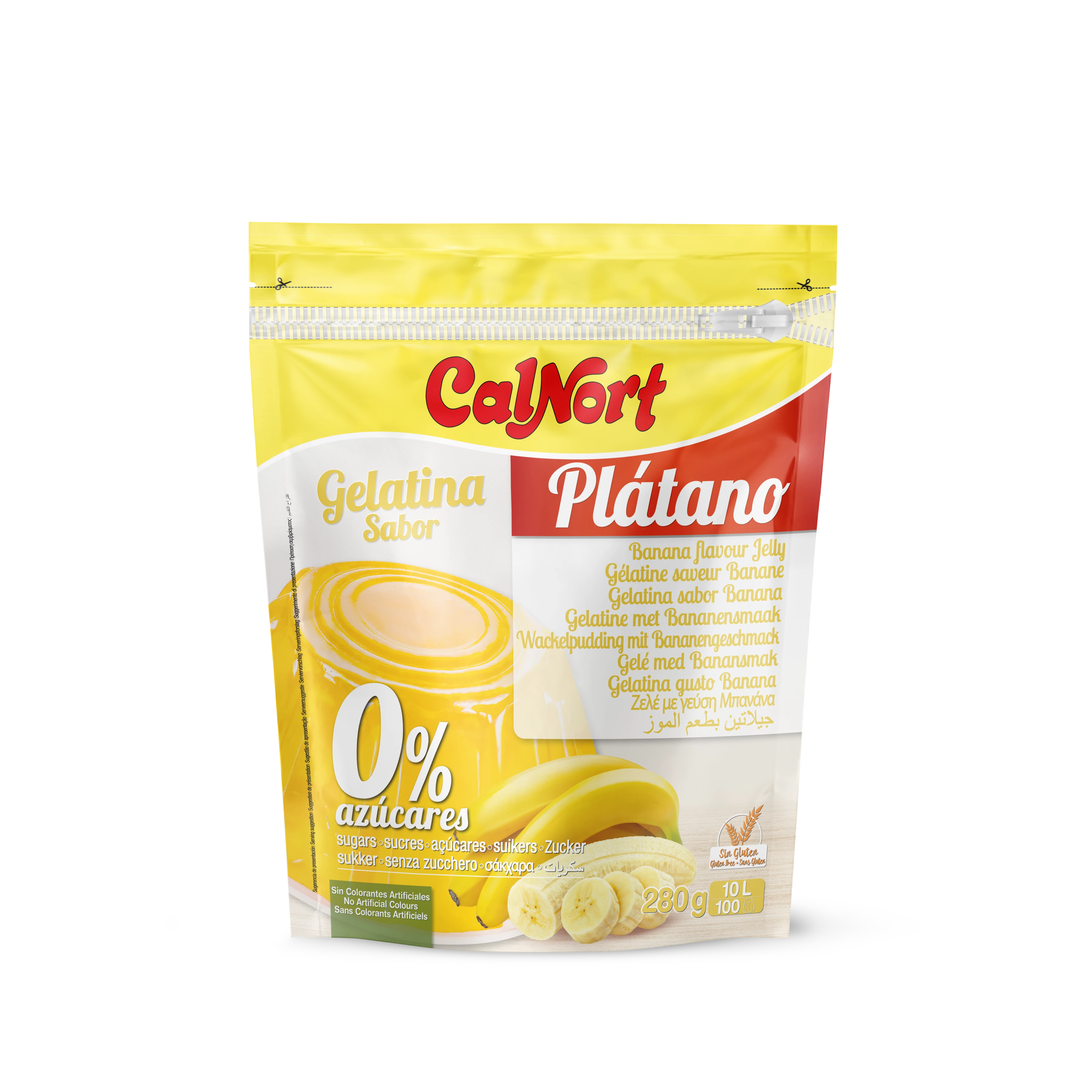 Gelatina Sin Azúcar Sabor Plátano 280 G - CALNORT