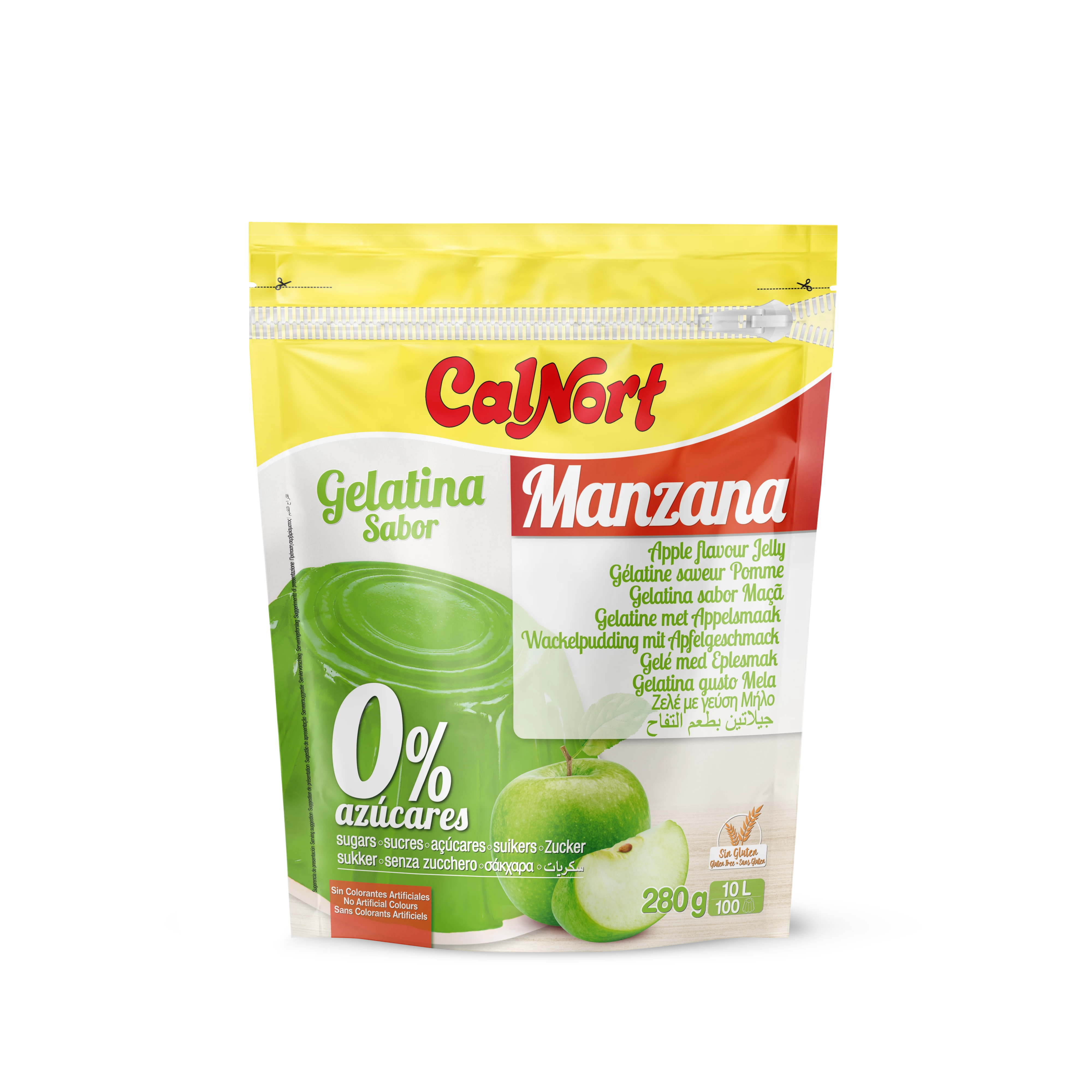Sugar-Free Gelatin Apple Flavor 280 G - CALNORT