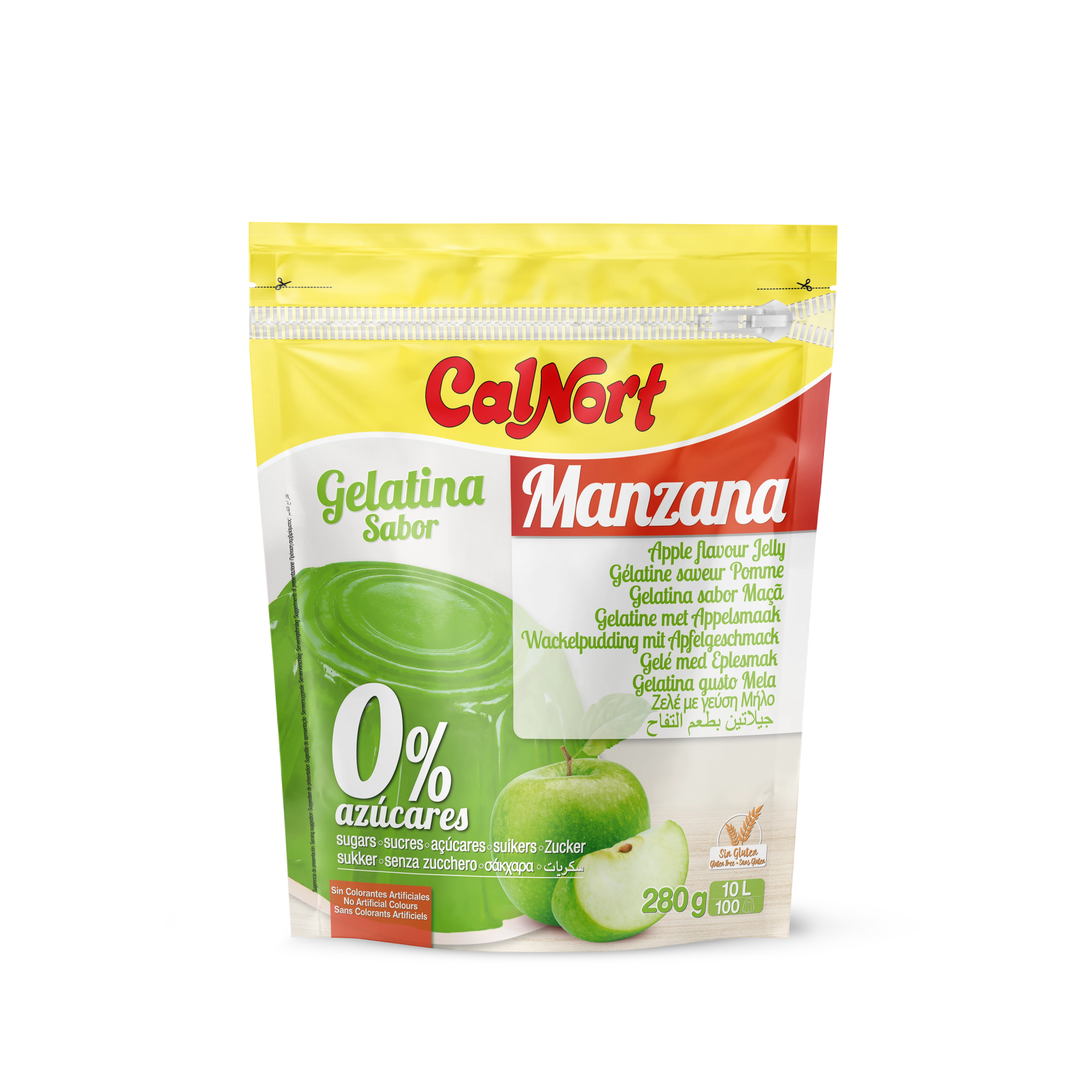 Gelatina Sin Azúcar Sabor Manzana 280 G - CALNORT