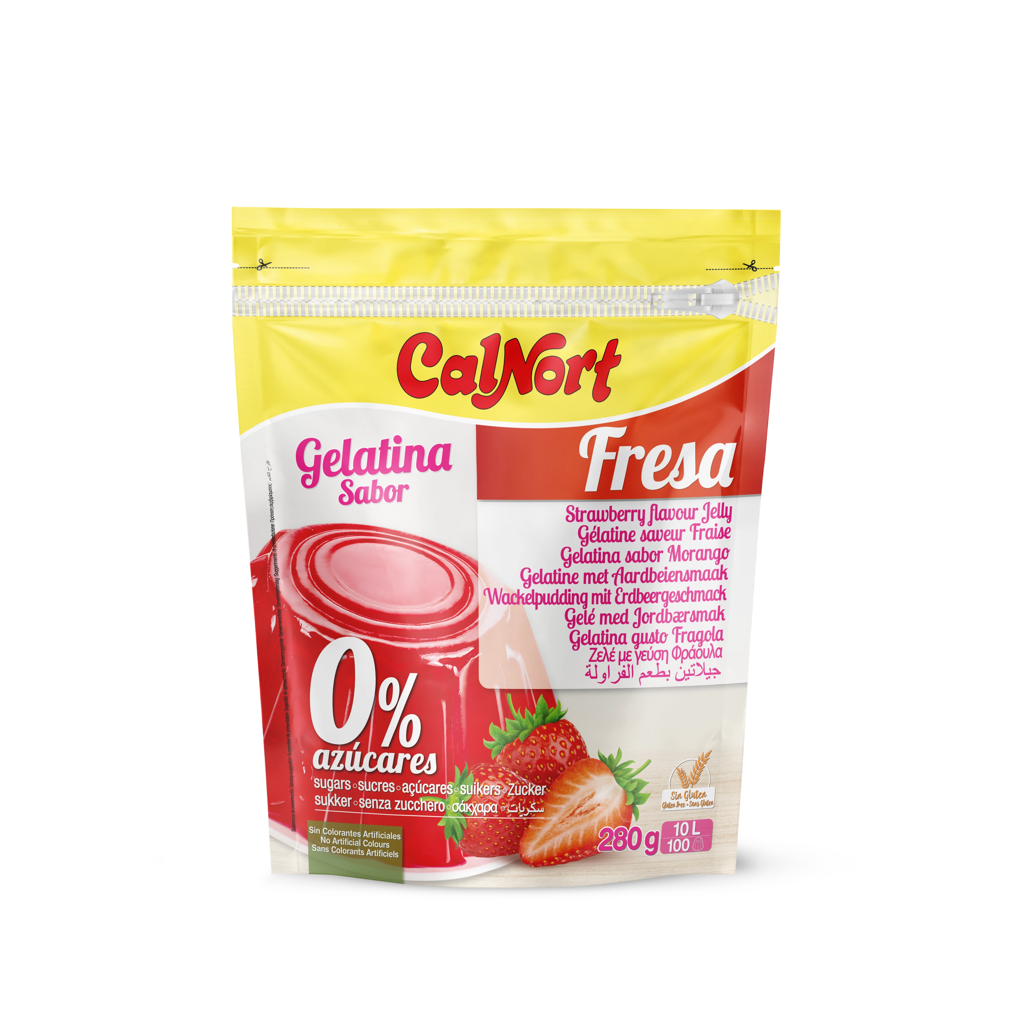 Strawberry Flavor Sugar-Free Gelatin 280 G - CALNORT