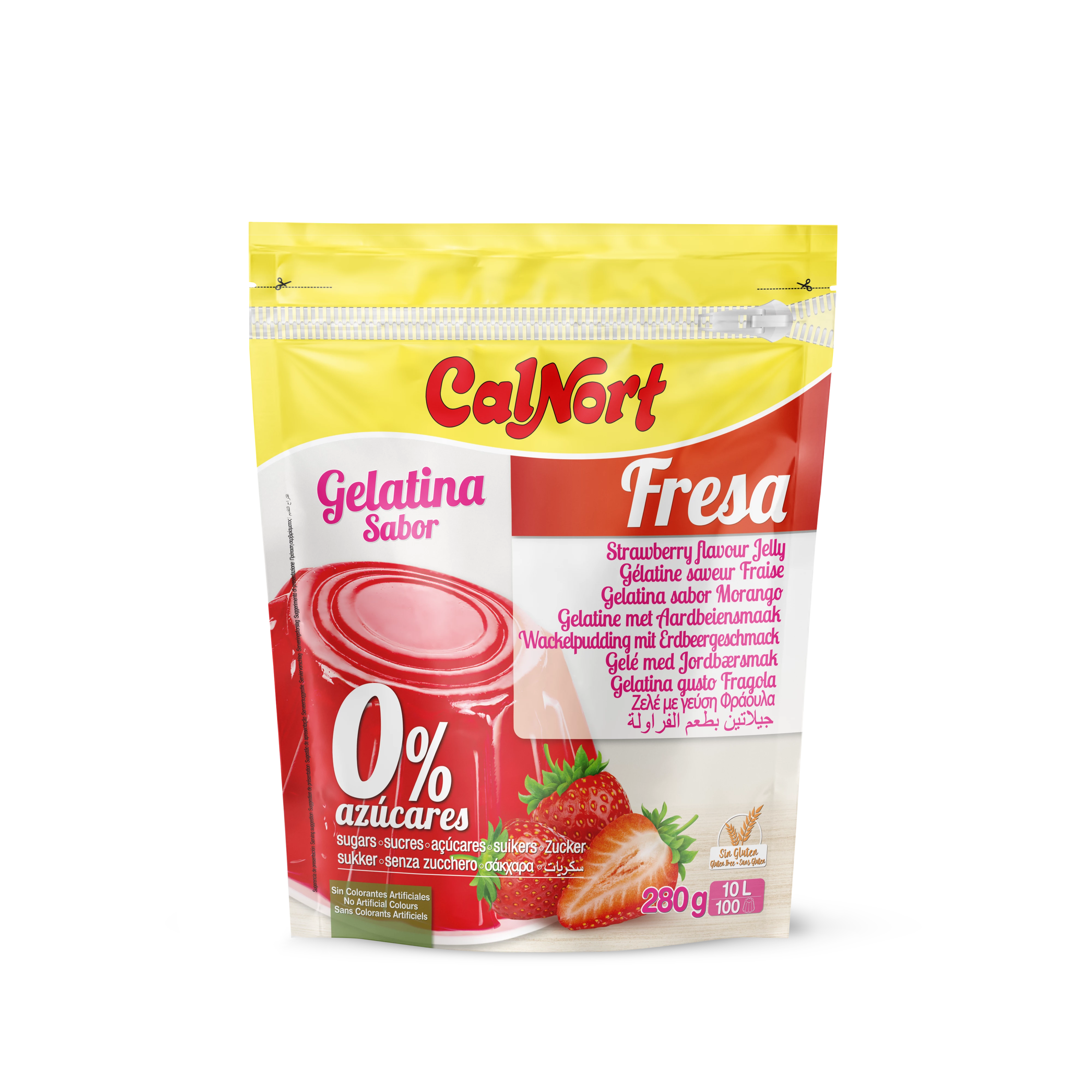 Gélatine Sans Sucres Saveur Fraise  280 G - CALNORT