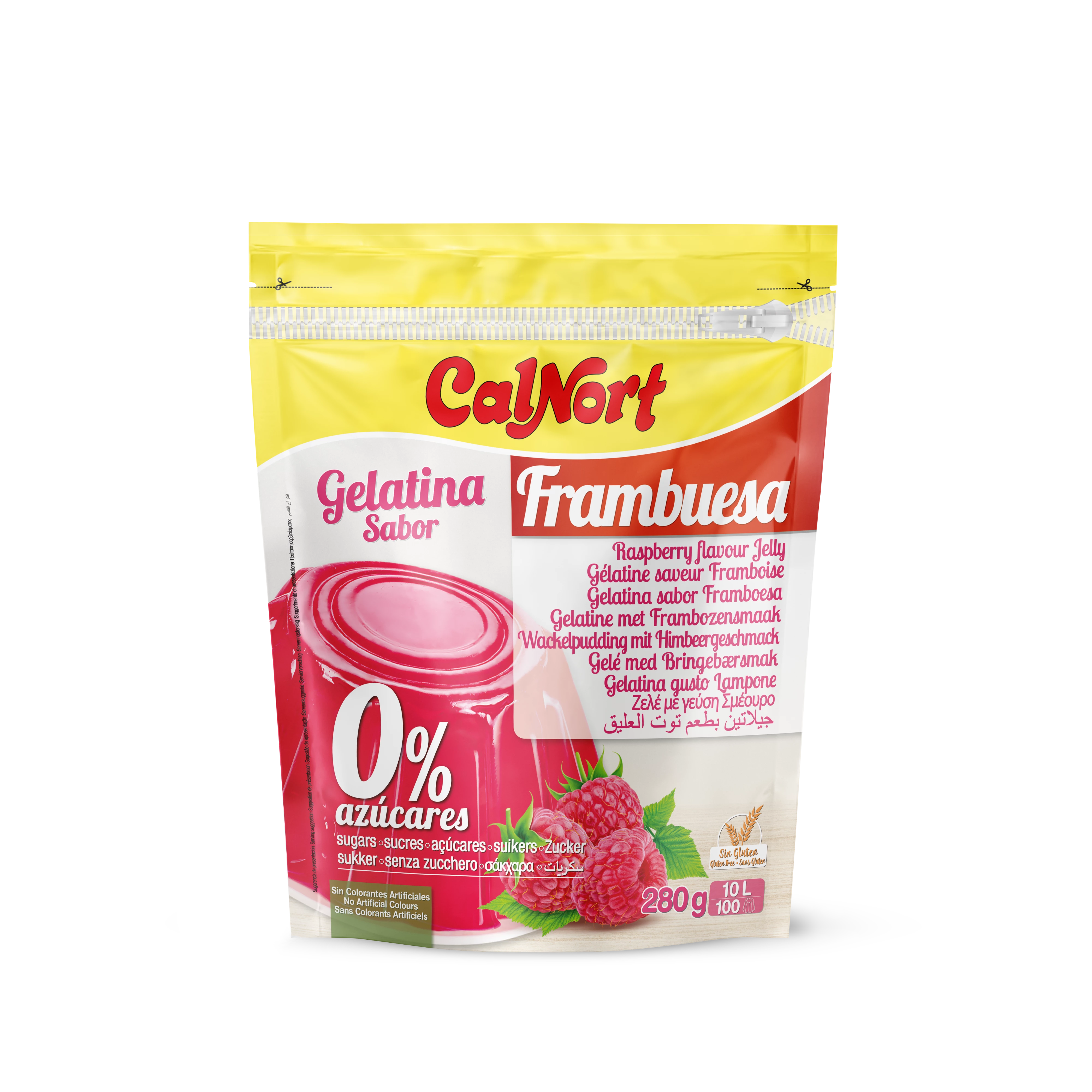 Sugar-Free Gelatin Raspberry Flavor 280 G - CALNORT