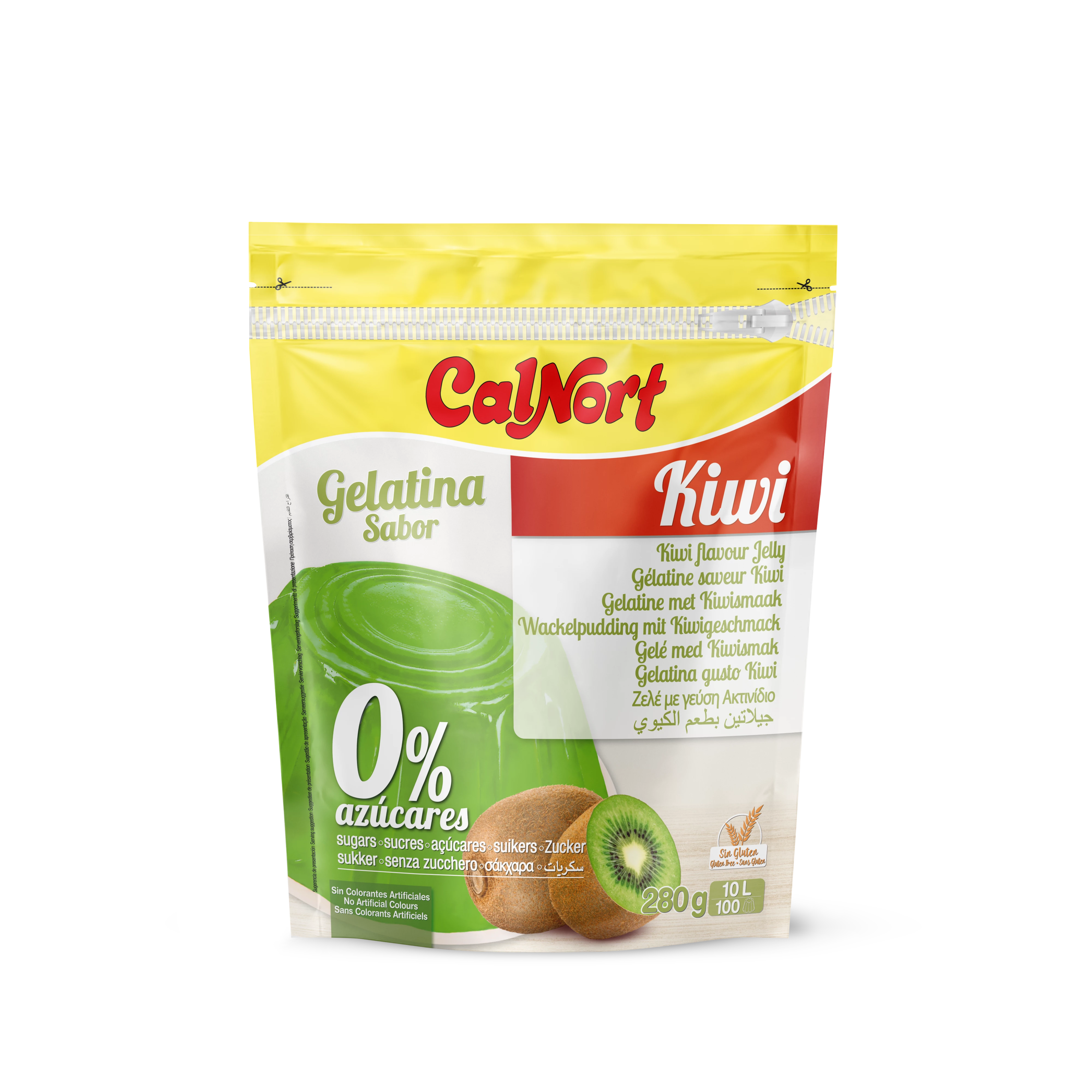 Sugar-Free Gelatin Kiwi Flavor 280 G - CALNORT
