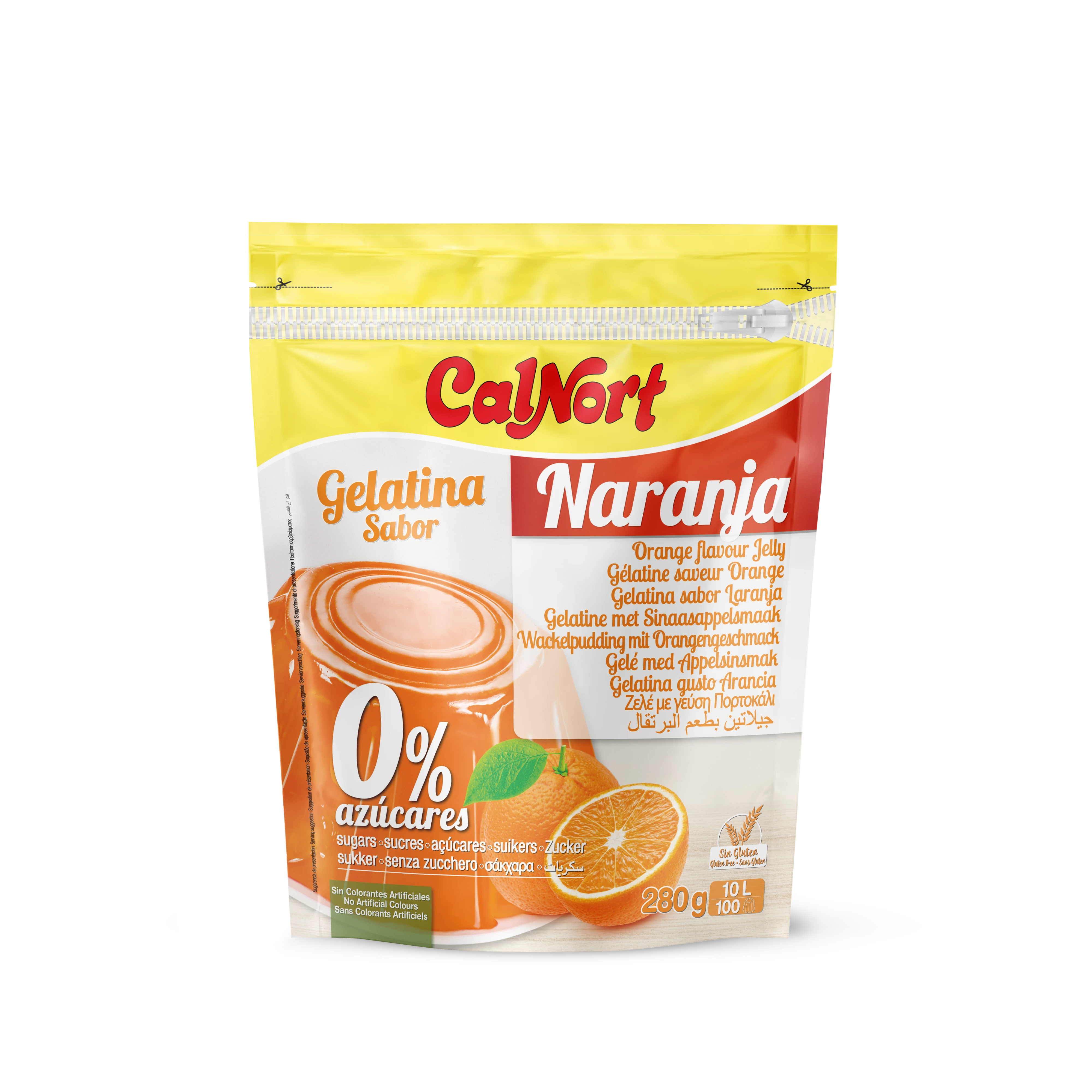 Zuckerfreie Gelatine mit Orangengeschmack, 280 g - CALNORT