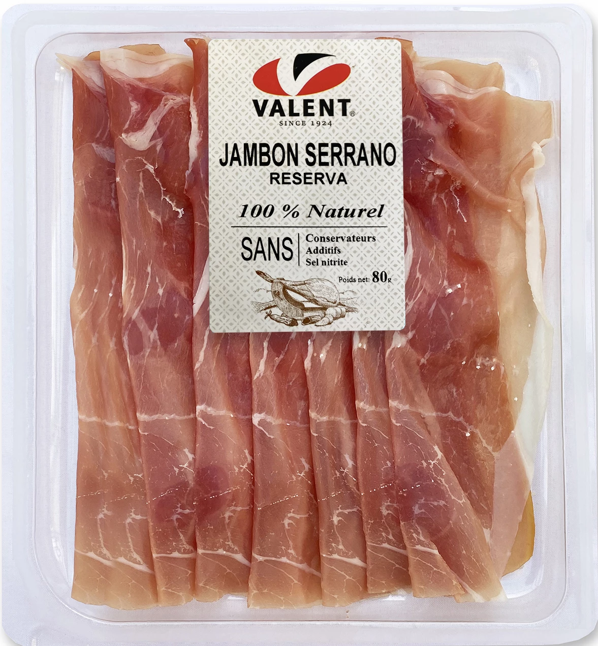 Jambon Serrano Chiffonnade 80g - VALENT