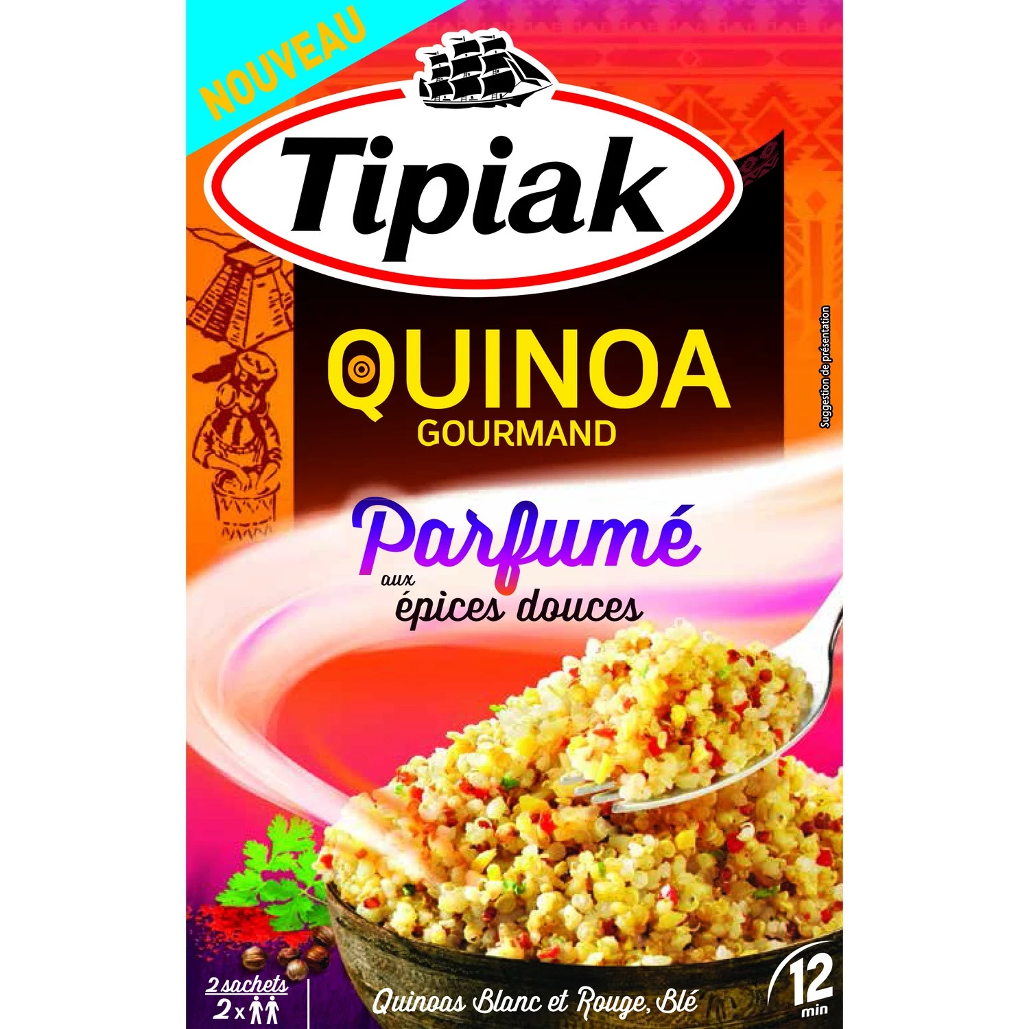 मीठे मसालों के स्वाद वाला स्वादिष्ट क्विनोआ, 2x120 ग्राम - TIPIAK