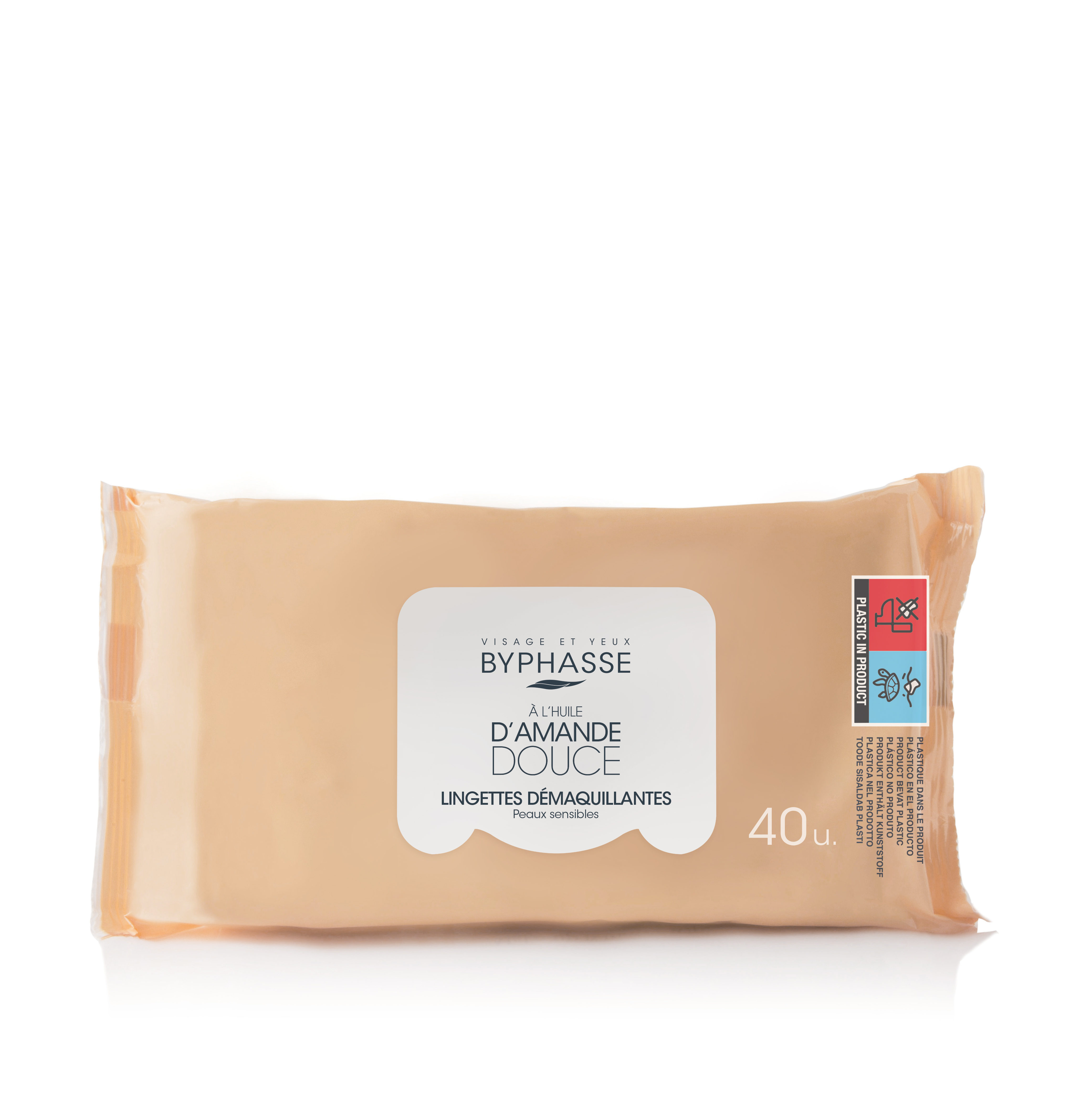 Lingettes Démaquillantes à L'huile D'amande Douce Peaux Sensibles 40u. - Byphasse