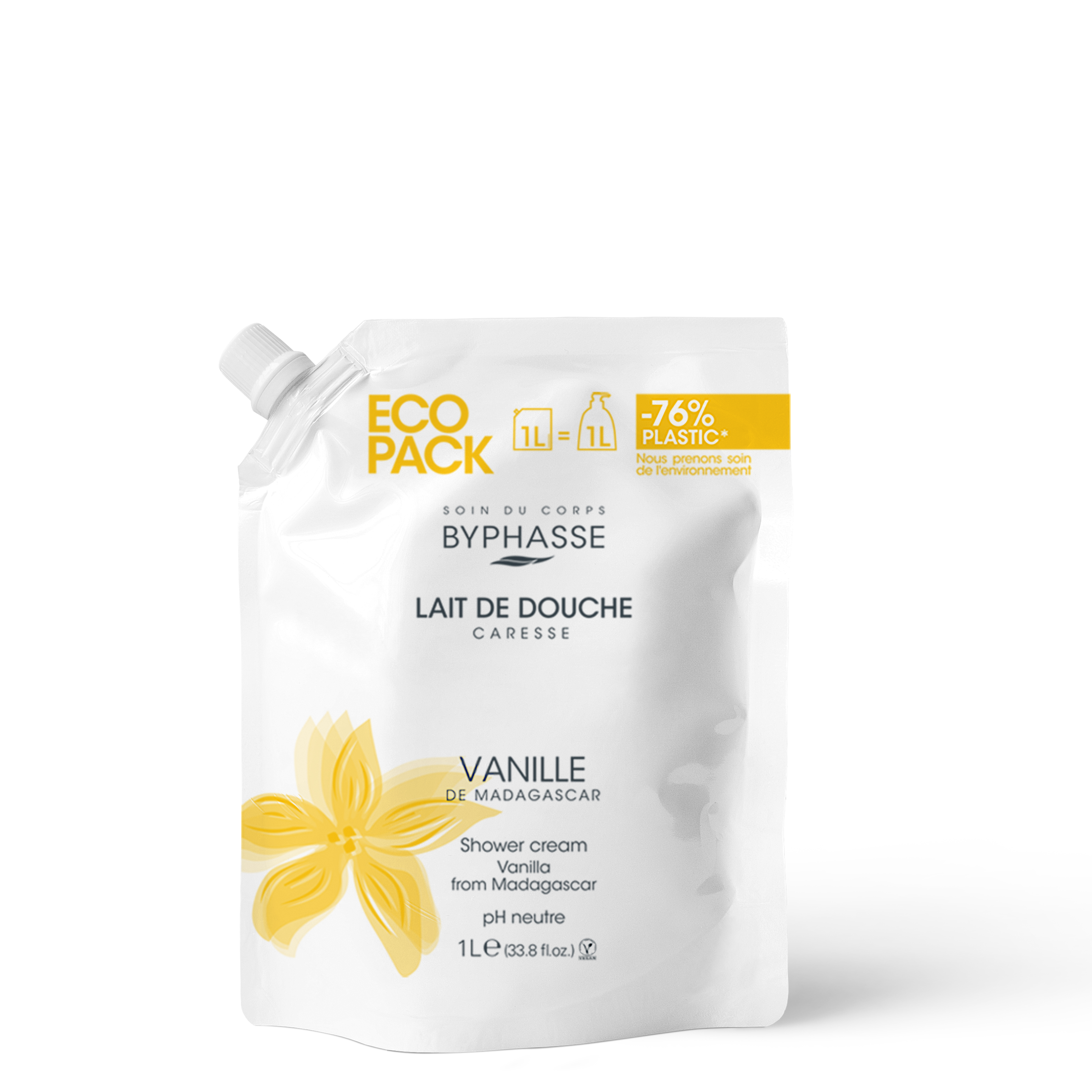 Ecopack Caresse Lait De Douche Vainille 1l - Byphasse