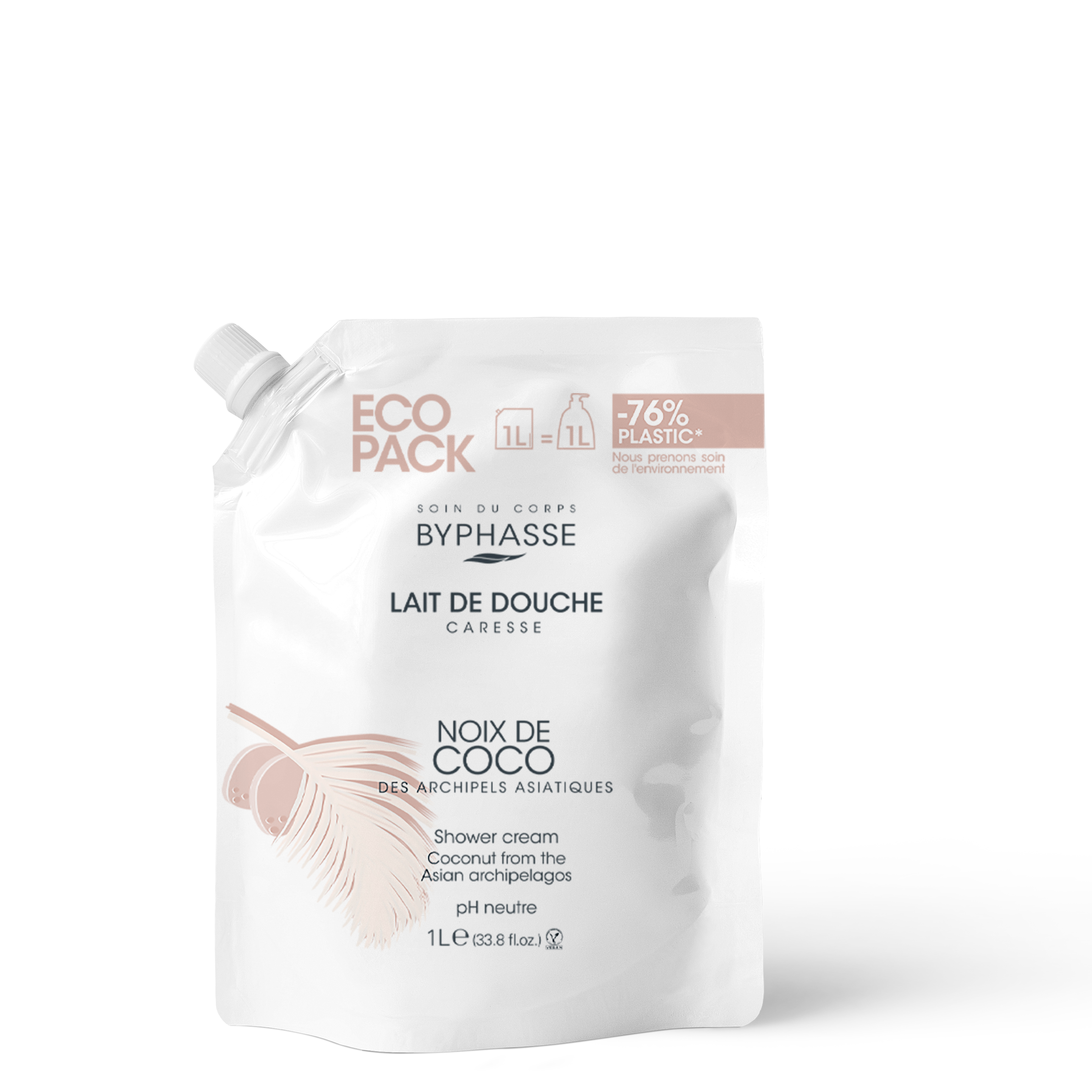 Ecopack Caresse Lait De Douche Noix De Coco 1l - Byphasse