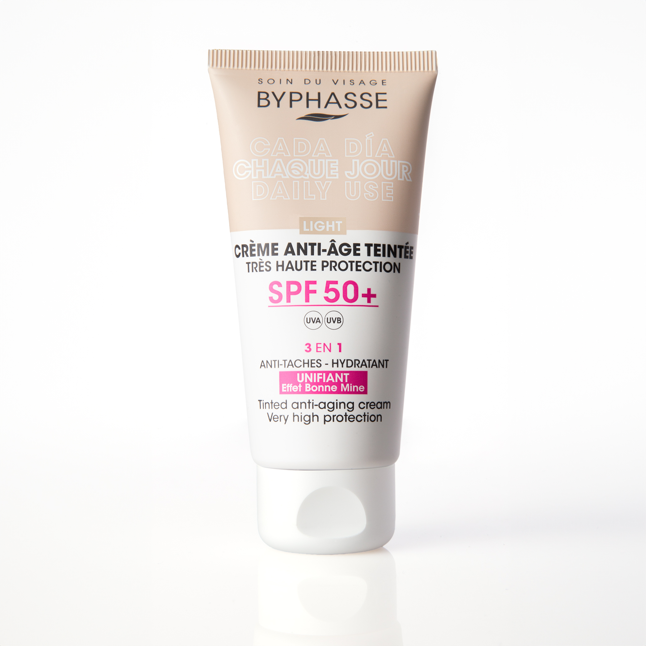 Crème Visage Anti-âge Teintée Light Spf 50+ 50ml - Byphasse