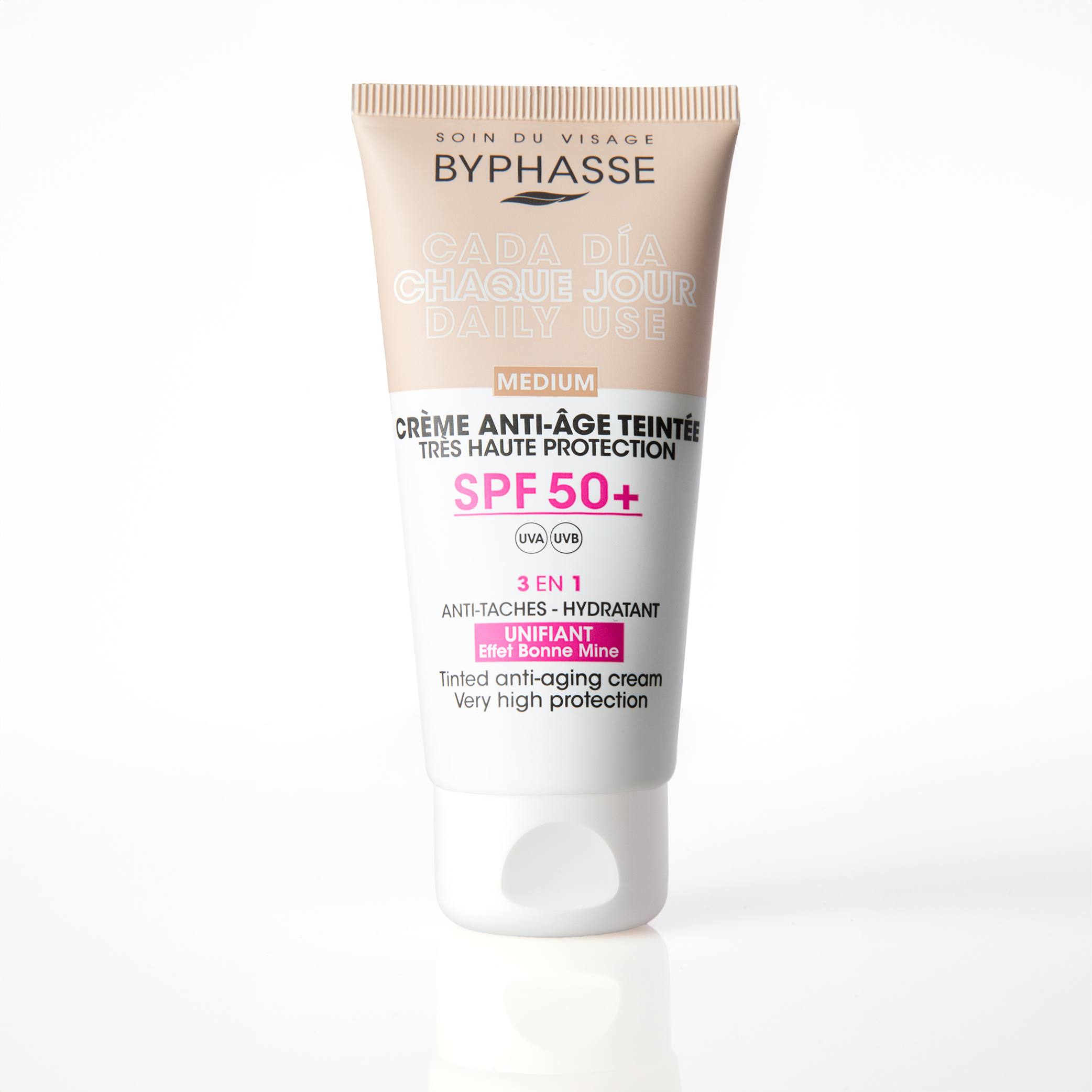 Crème Visage Anti-âge Teintée Medium Spf 50+ 50ml - Byphasse
