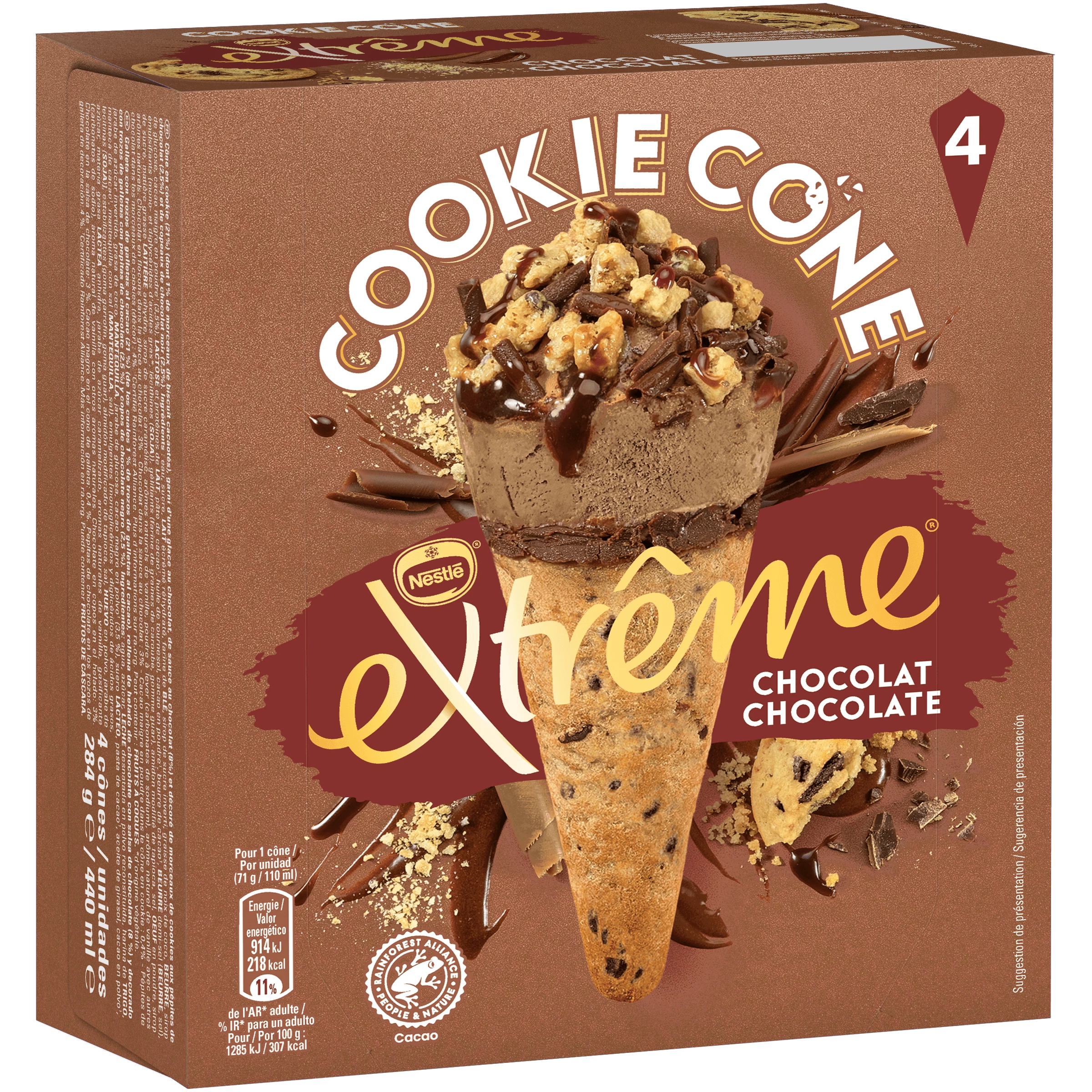 Ext Cookie Cone Choco X4 284g