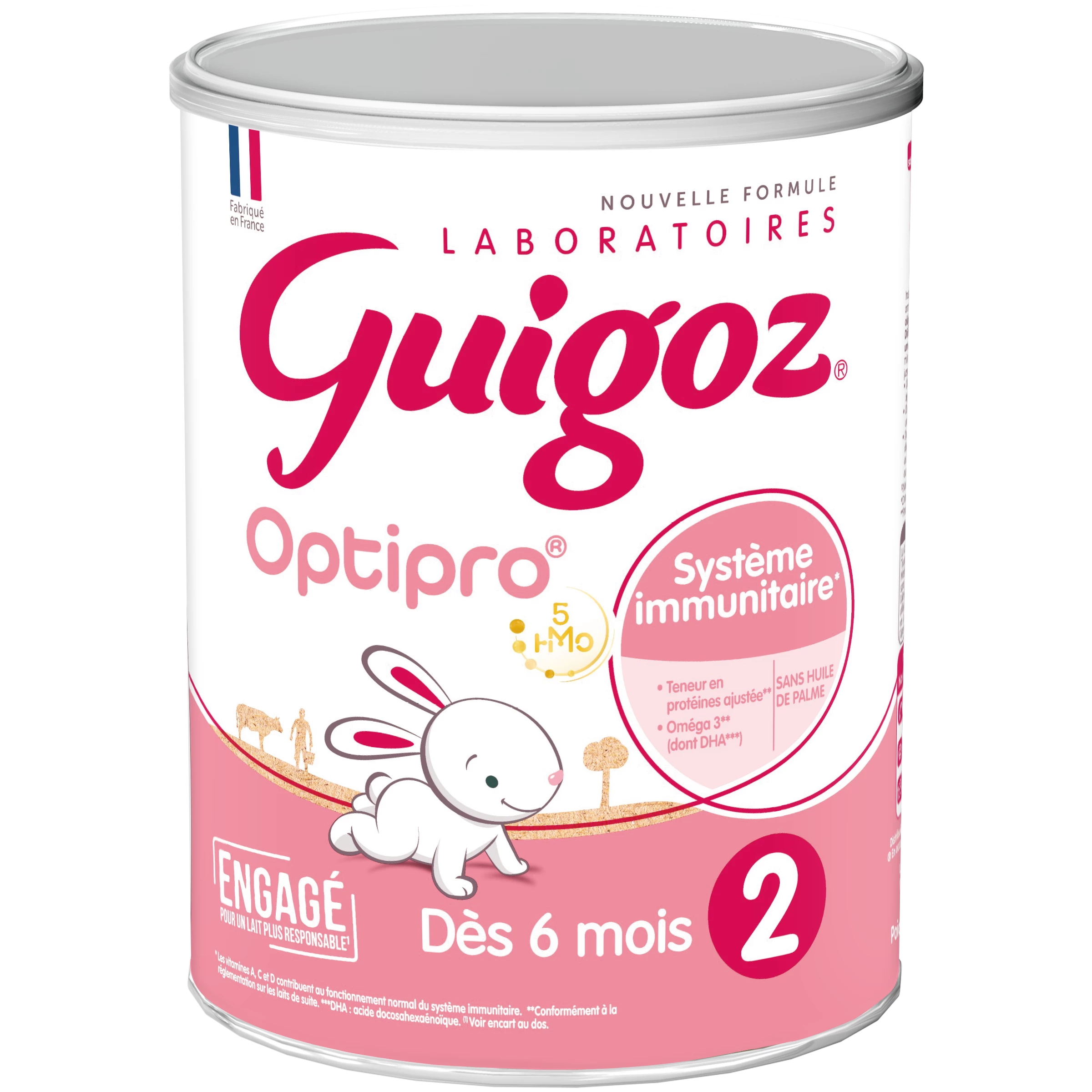 Baby milk powder 2nd age Optipro 830g - GUIGOZ