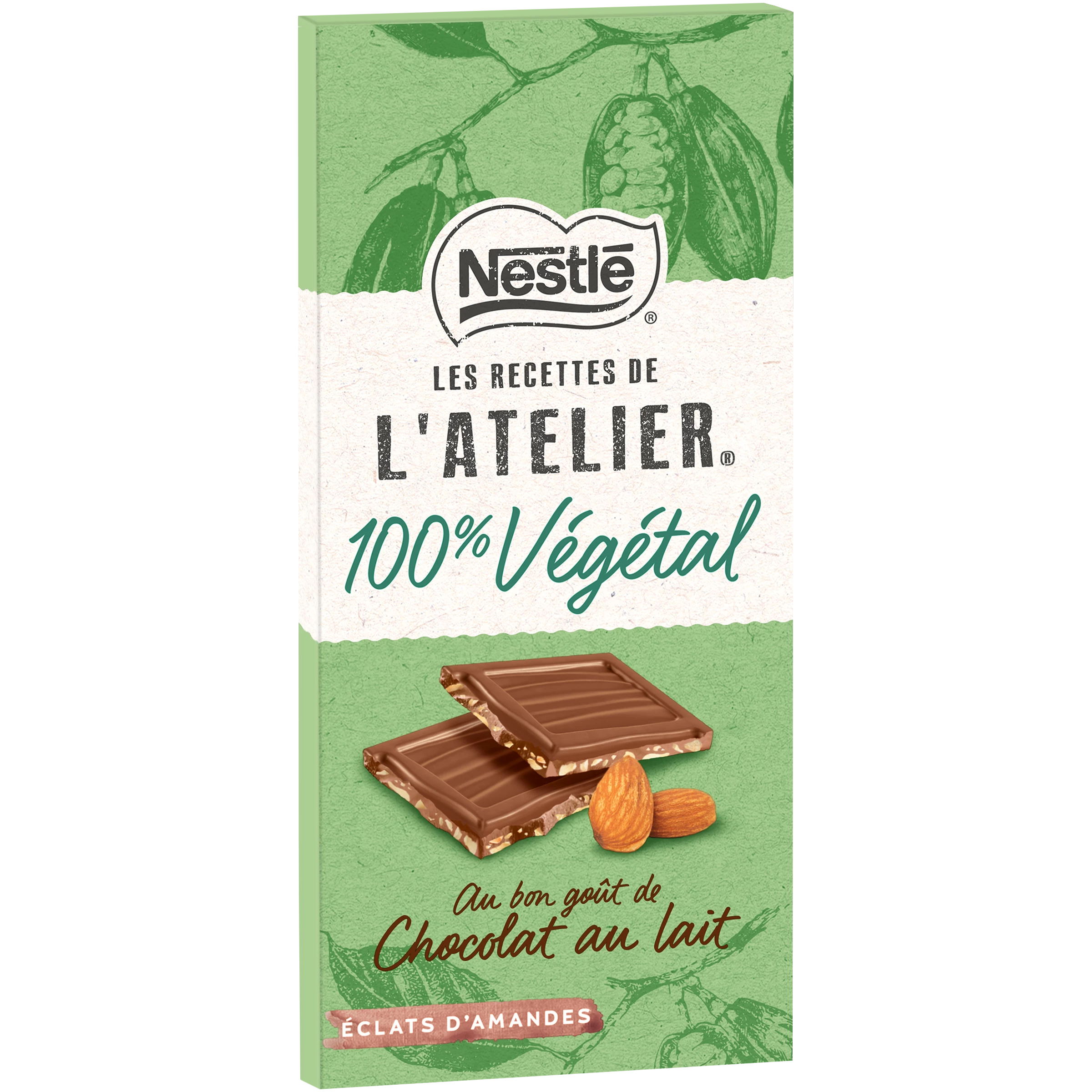 Melkchocolade Les Recettes de l'Atelier met amandelschilfers, 90g - NESTLE