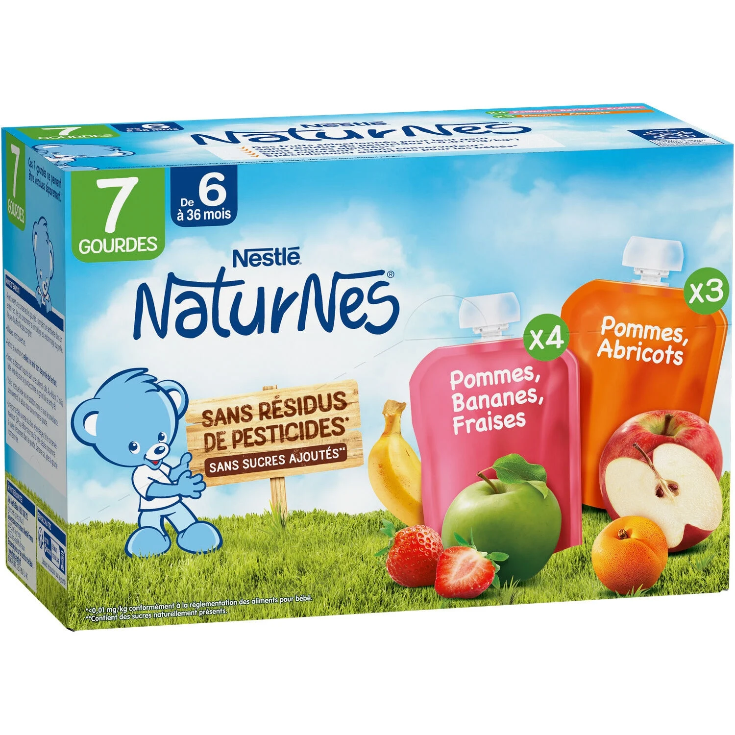 Naturnes multifruit gourds apples, bananas, strawberries and apples, apricots 7x90g - NESTLE