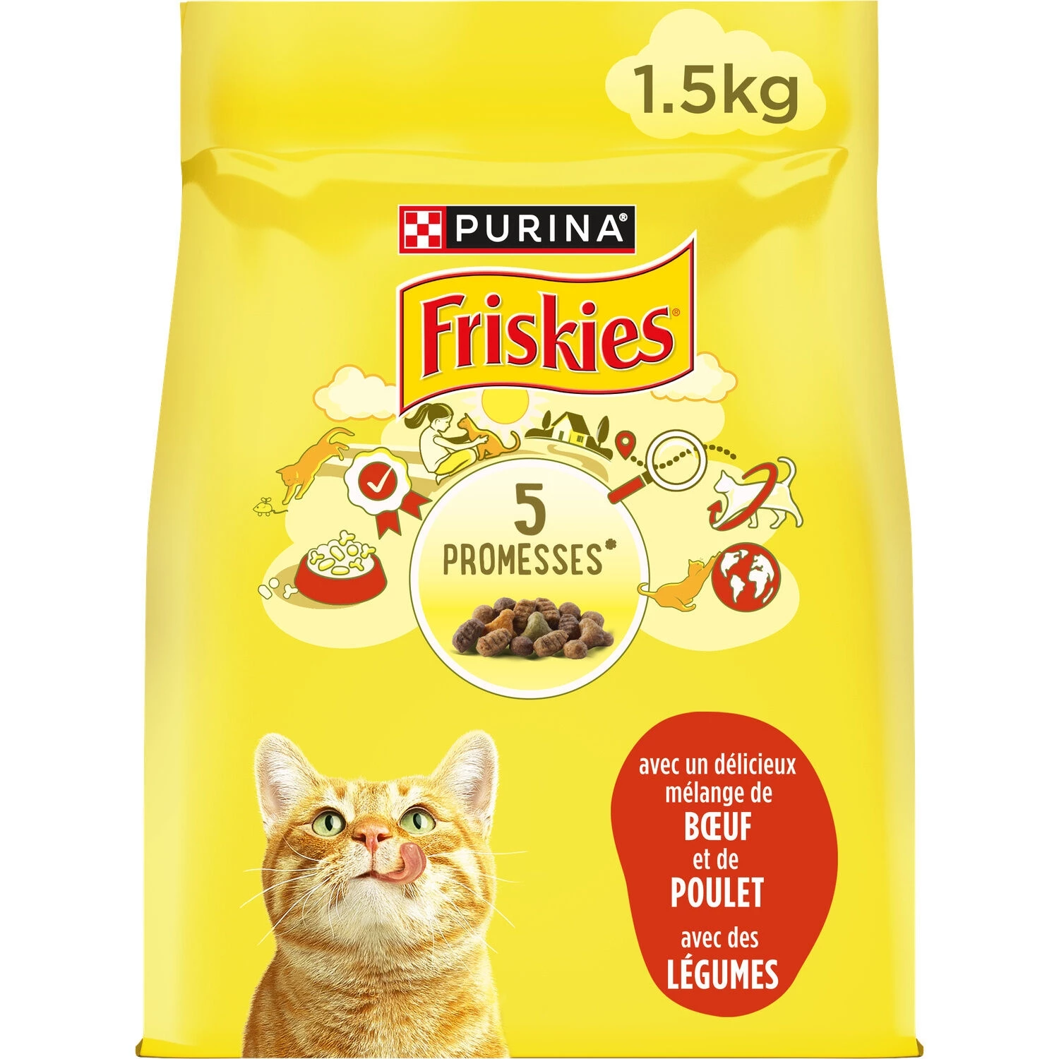 Dry Food for Adult Cats with Beef, Chicken & Vegetables 1.5kg - FRISKIES