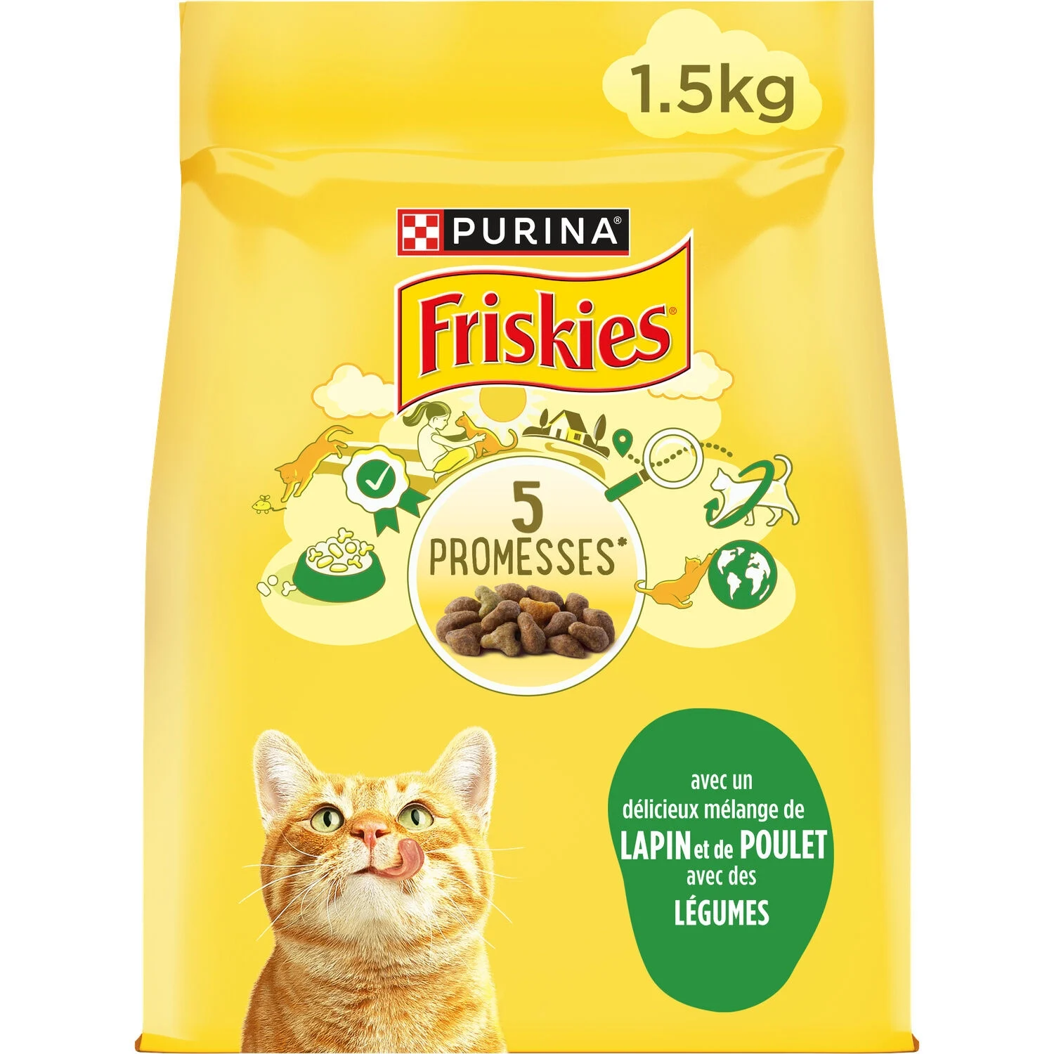 Dry Food for Adult Cats with Rabbit, Chicken and Vegetables 1.5kg - FRISKIES