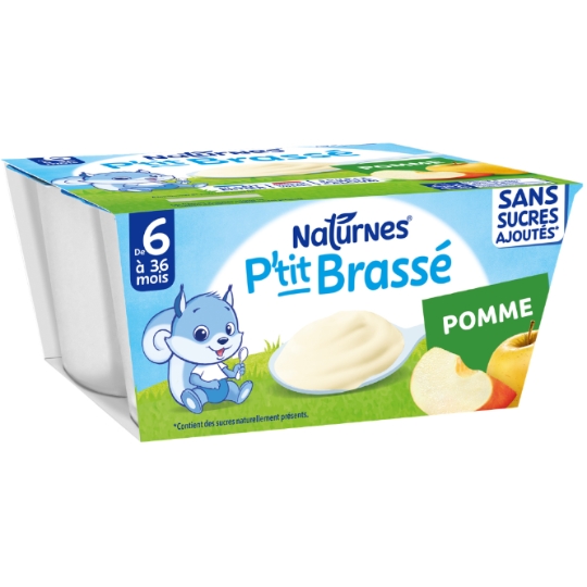 Melkdessert voor baby's vanaf 6 maanden Appel Zonder Toegevoegde Suiker P'tit Brassé 4x90g - NESTLE