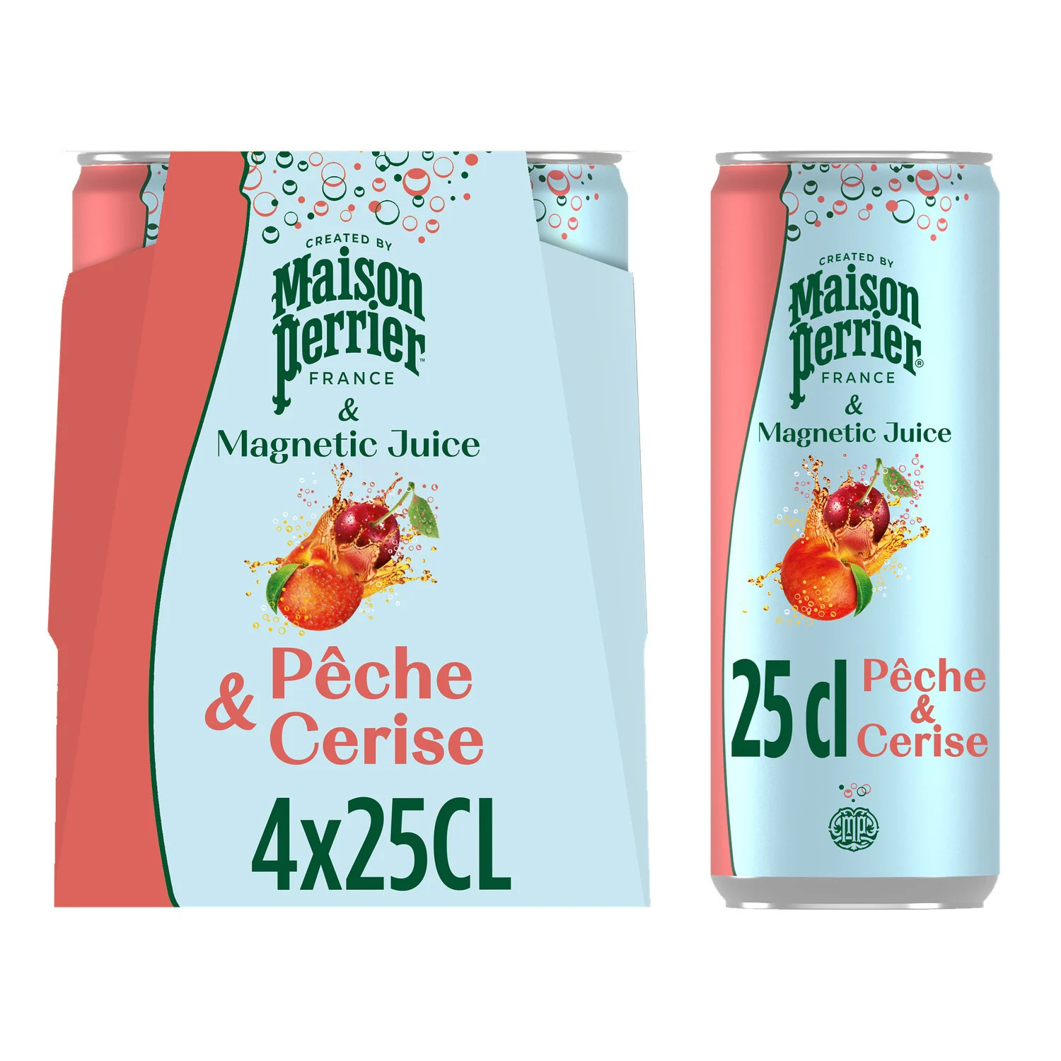 Peach Cherry Soft Drink 4x25cl - MAISON PERRIER & MAGNETIC JUICE