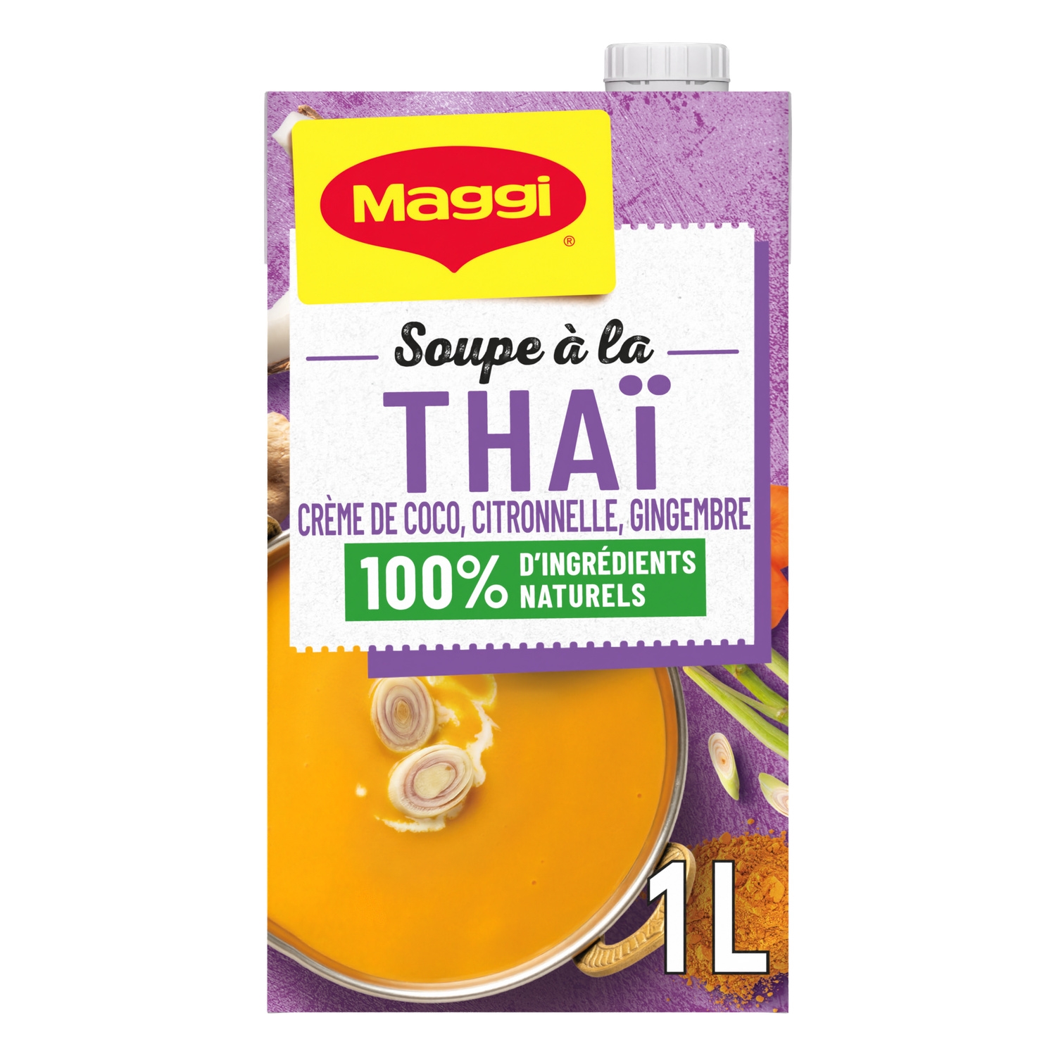 Soupe a la thai creme de coco citronnelle et gingembre, 1 L - MAGGI