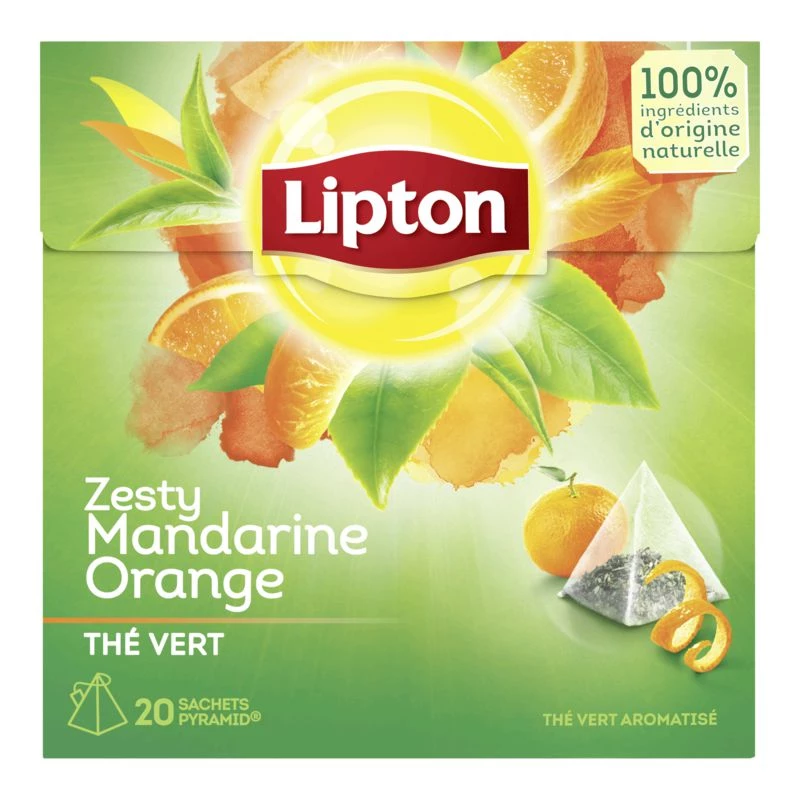 Thé vert zesty mandarine, orange x20 36g - LIPTON