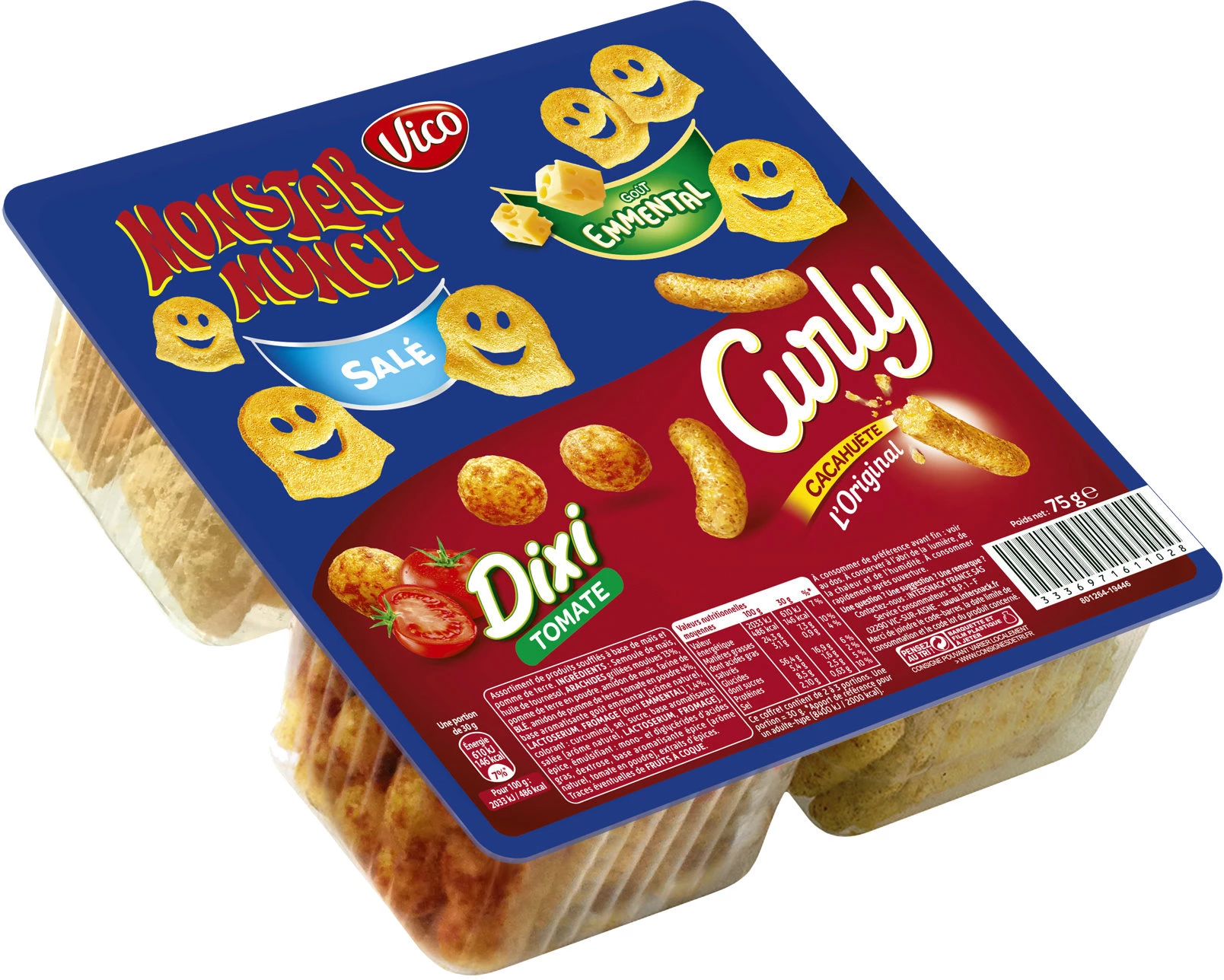Coffret Chips monster munch; curly & dixi, 75g - VICO