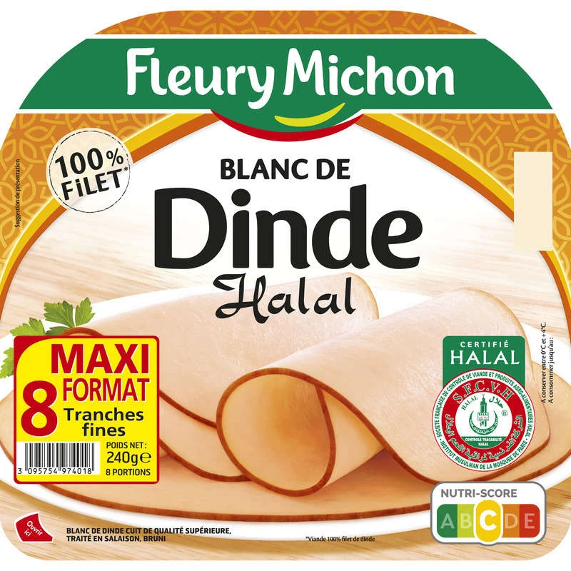 Blanc de Dinde Halal, 8 Tranches - FLEURY MICHON
