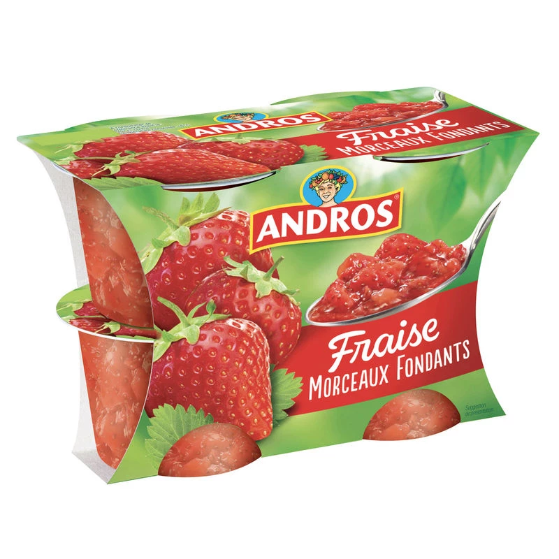 Compote morceaux de fraise 4x100g - ANDROS