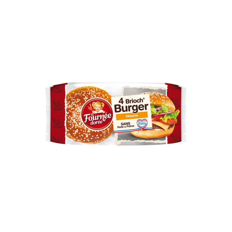 Brioch Burger Sésame X4 250g- LA FOURNÉE DORÉE