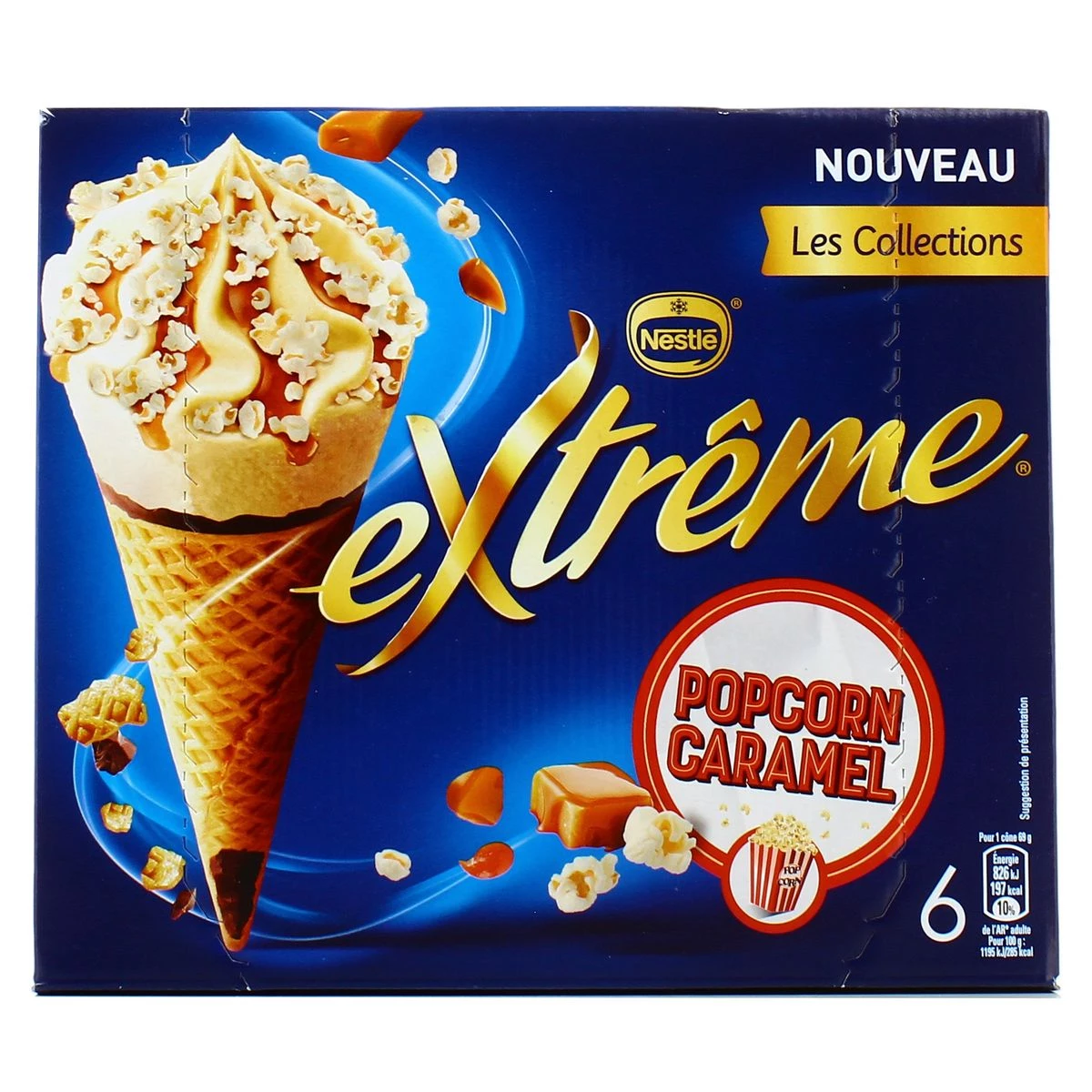 Glaces pop corn & caramel extrême x6 - NESTLE