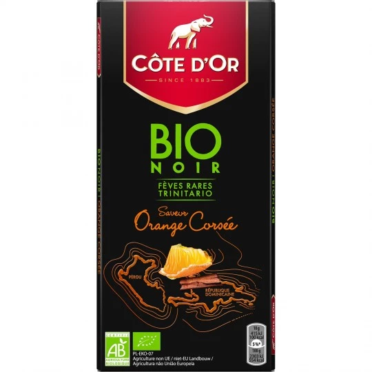 Tablette de chocolat Bio noir orange corsée 90g - COTE D'OR