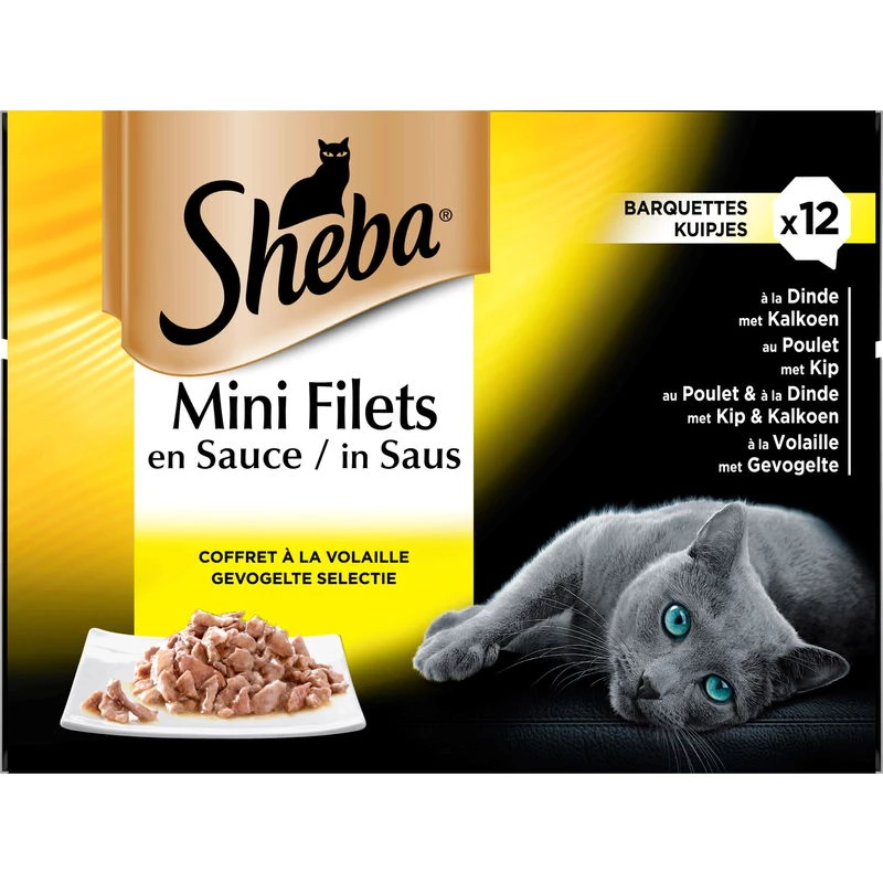 Minifilet kattenpaté in vleessaus 12x85g - SHEBA