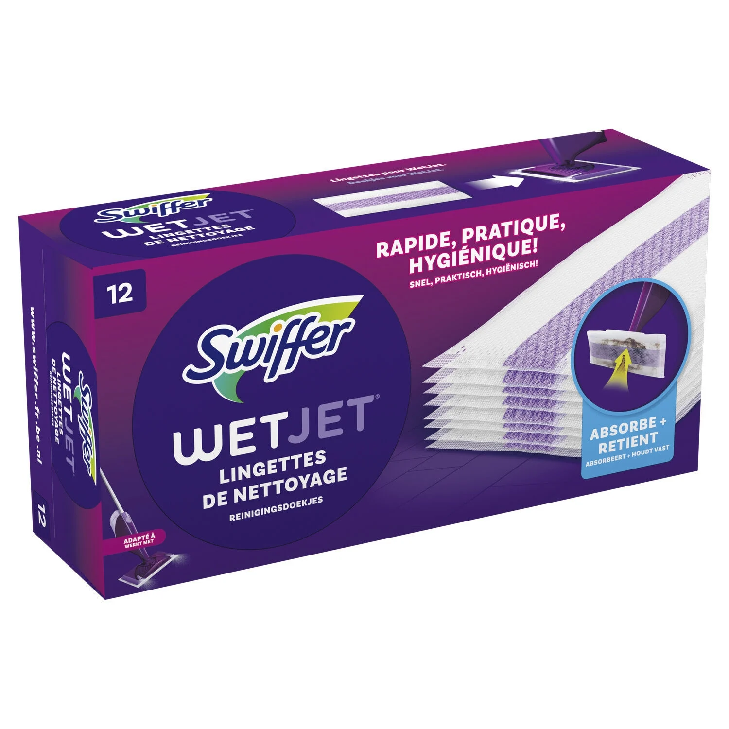 Refill Wetjet Broom Wipes Multi Surface Cleaner X12 - Swiffer