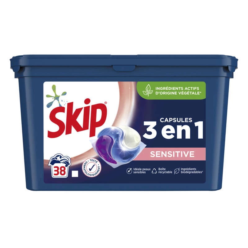 Lessive capsule ultimate sensitive 3en1 38 lavages - SKIP