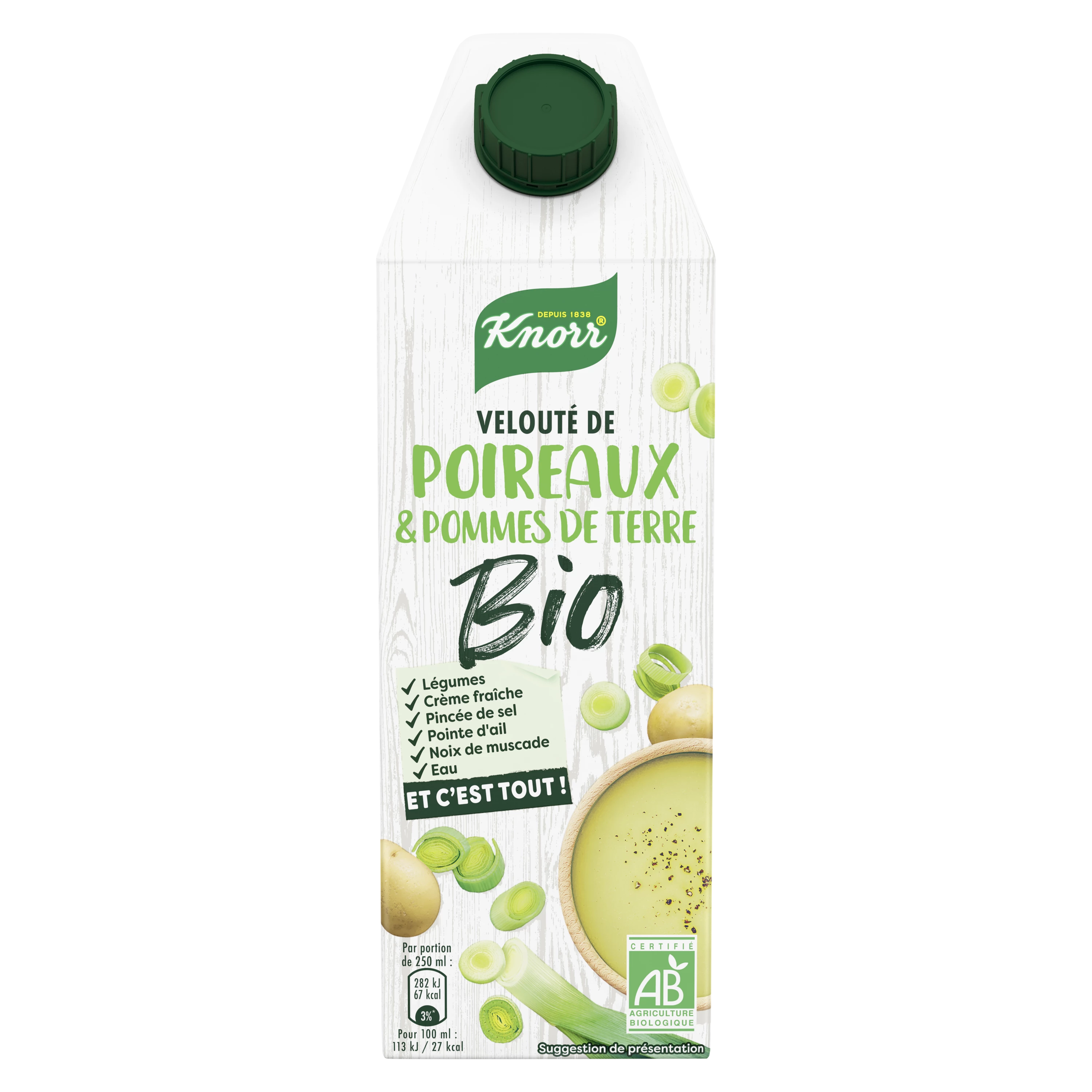 Velouté Poireaux et Pomme de Terre Bio 750ml - KNORR