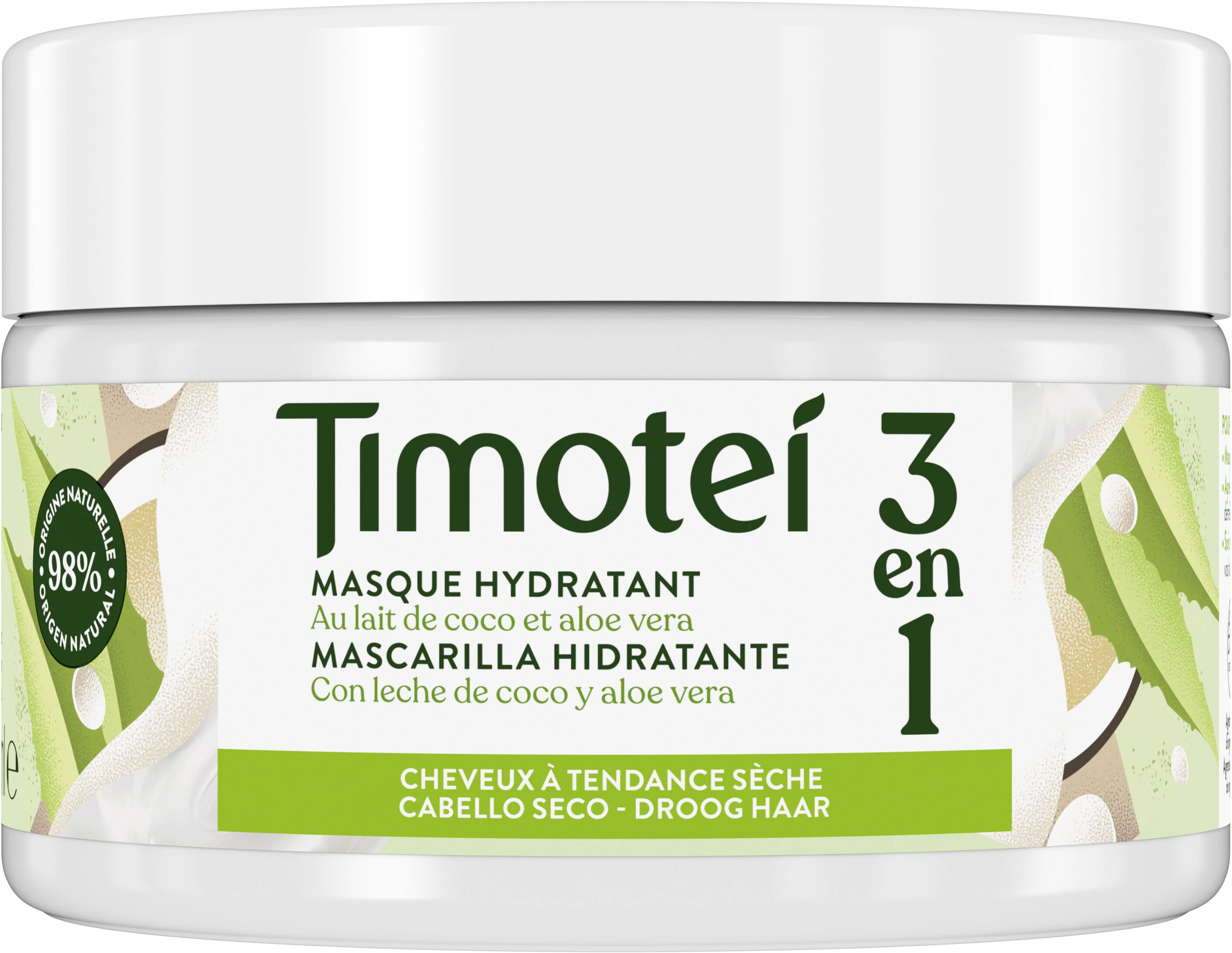 Masque Cheveux hydratant au lait de coco et aloe vera 300ml - TIMOTEI