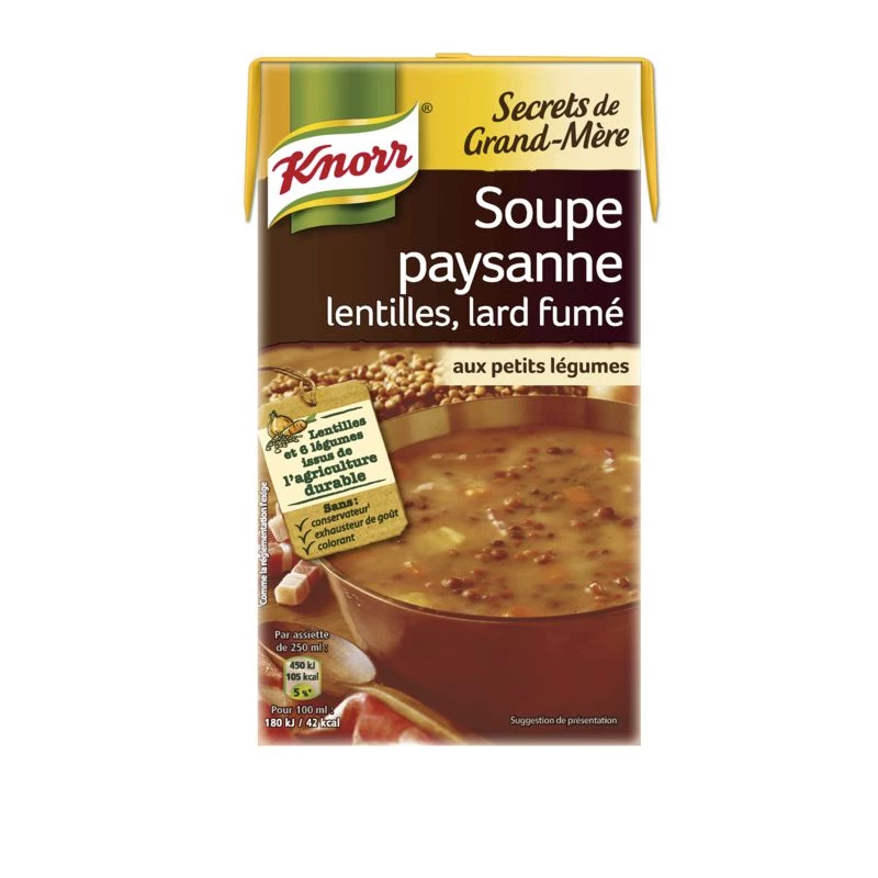 Sopa campesina de lentejas y tocino ahumado 1L - KNORR