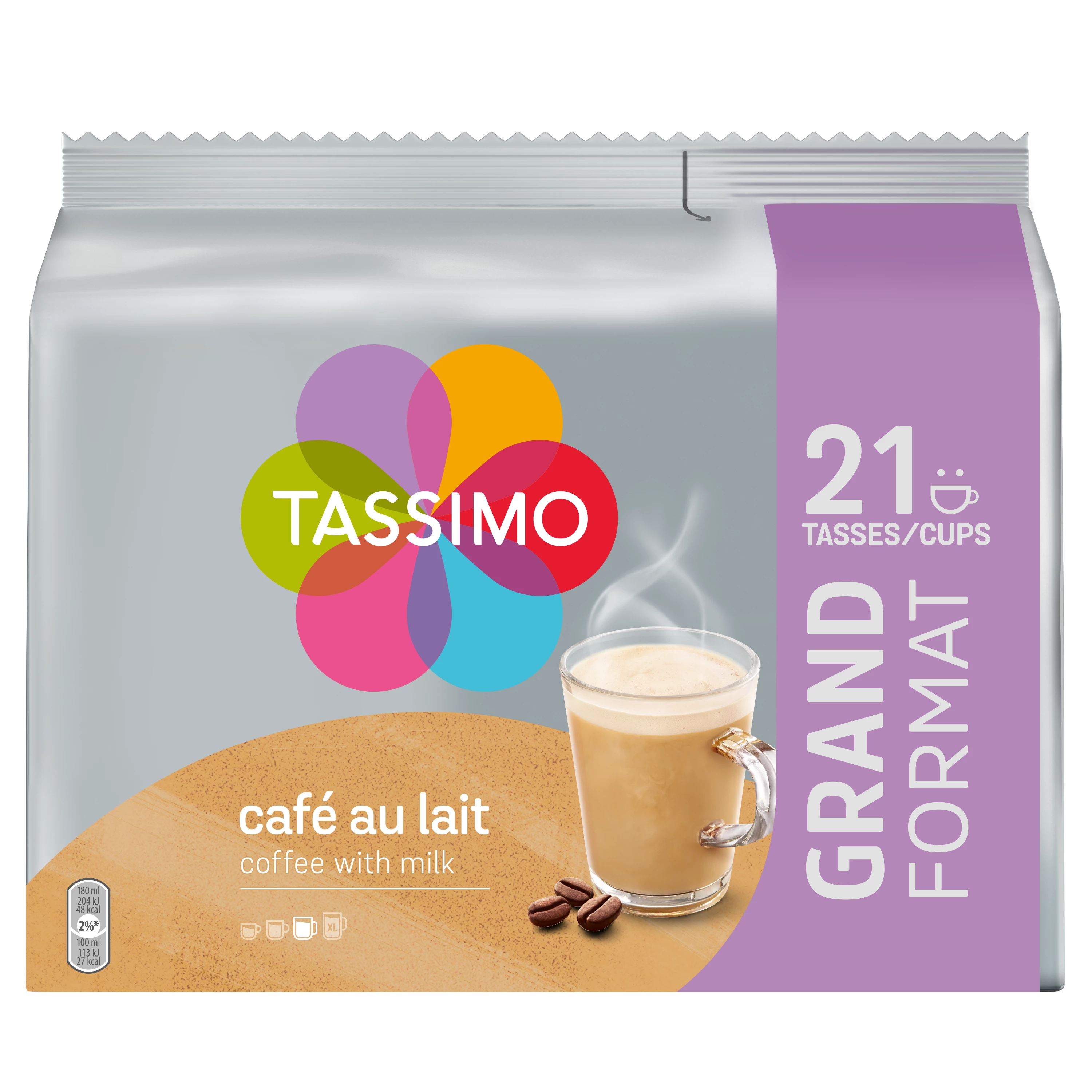 Cialde Cafe Au Lait di grande formato X21 241 g - TASSIMO