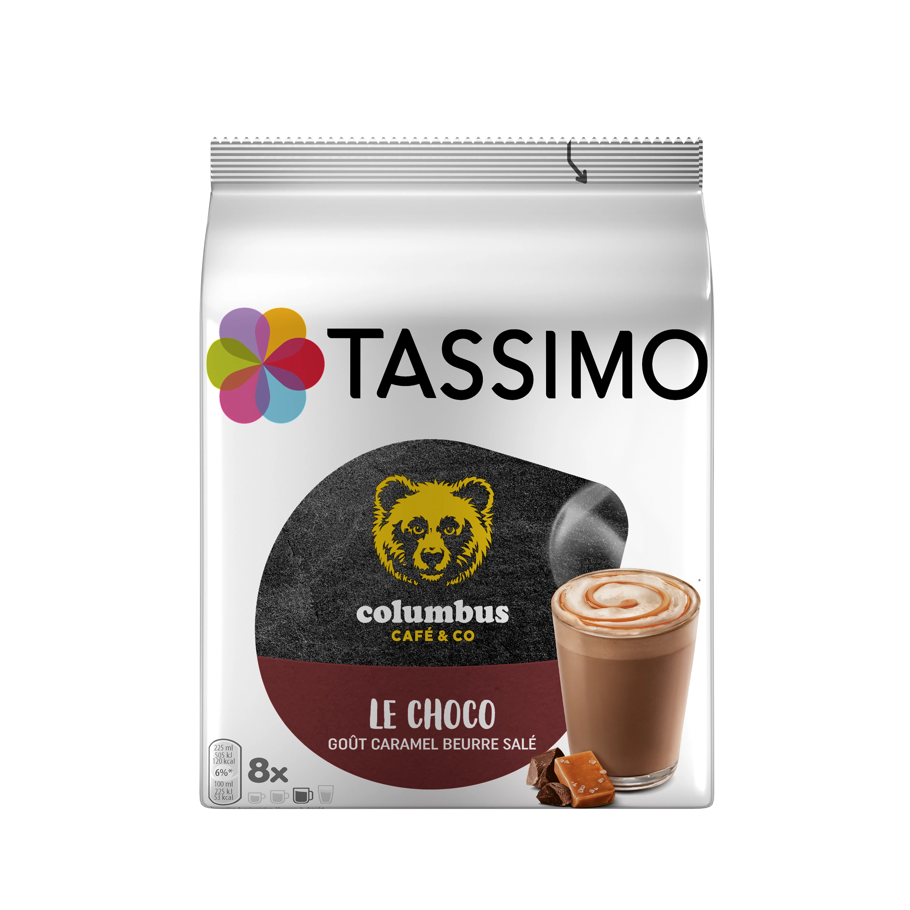 Cioccolata Calda Gusto Caramello Burro Sporco Columbus X8 Cialde 240g - TASSIMO